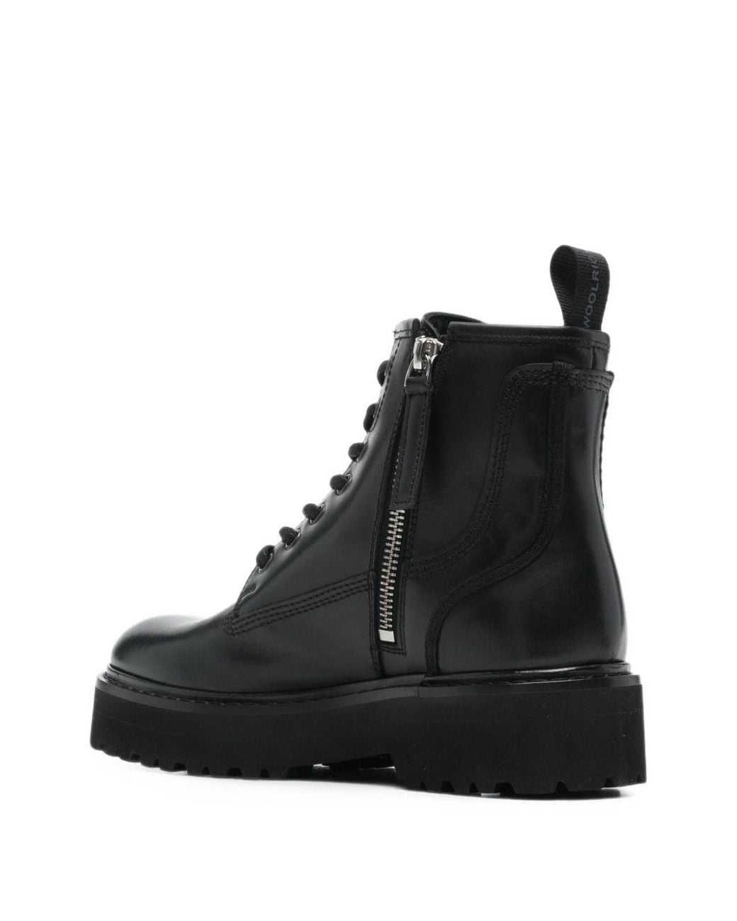 Woolrich Black Leather Biker Boots