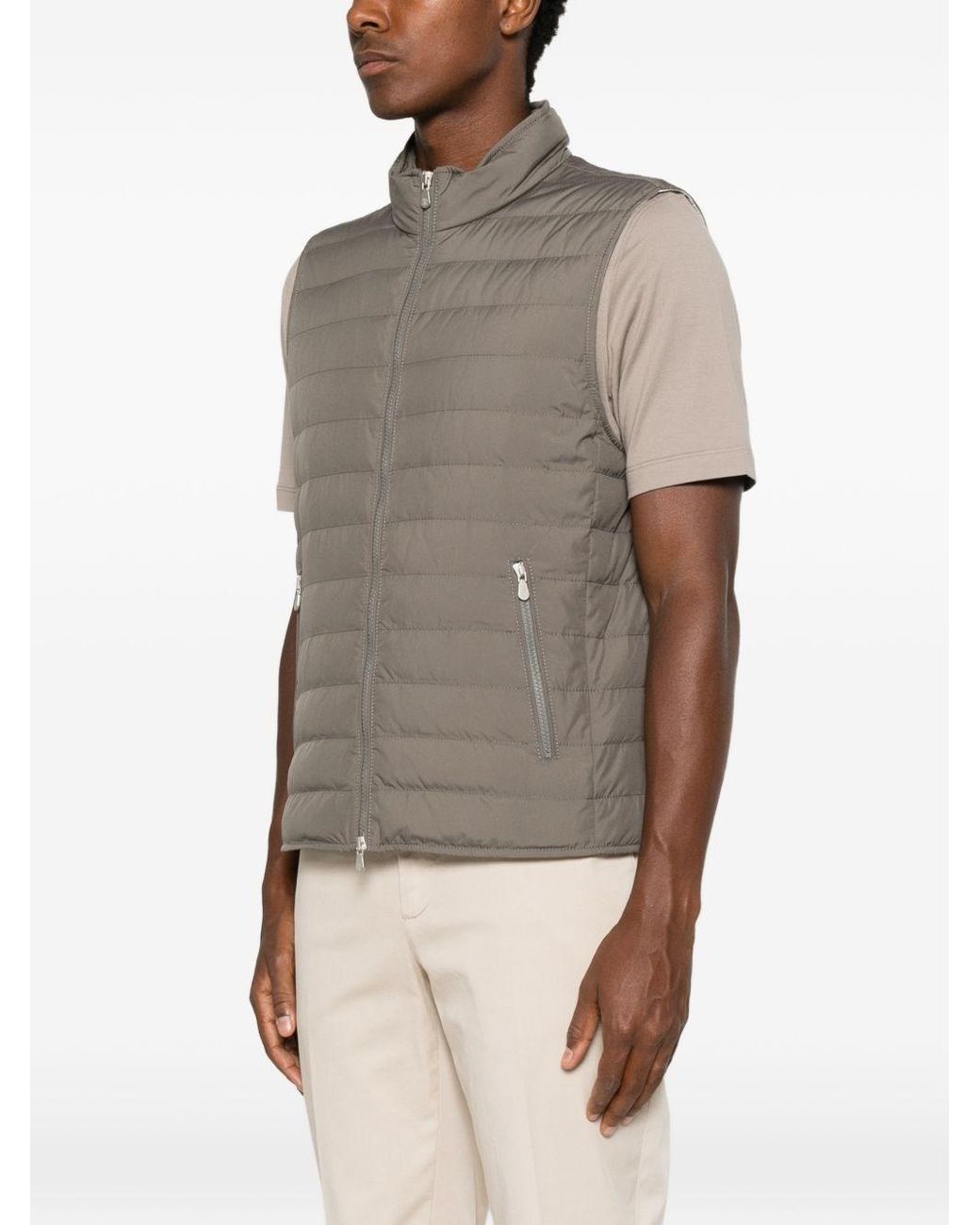 Brunello Cucinelli Gray Zippered Sleeveless Jacket for men