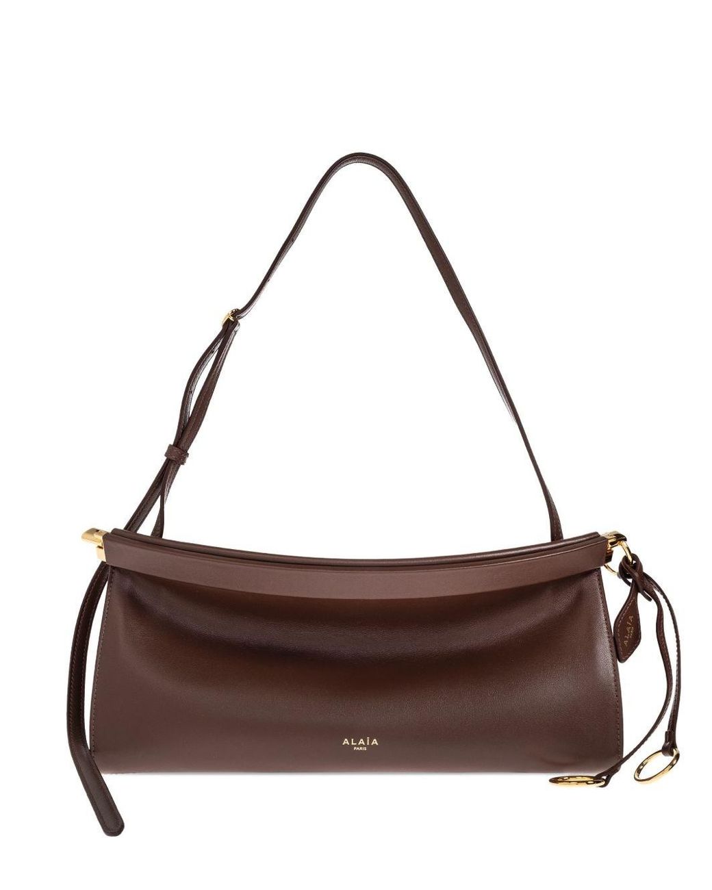 Alaïa Brown Le Click East West Medium Leather Shoulder Bag