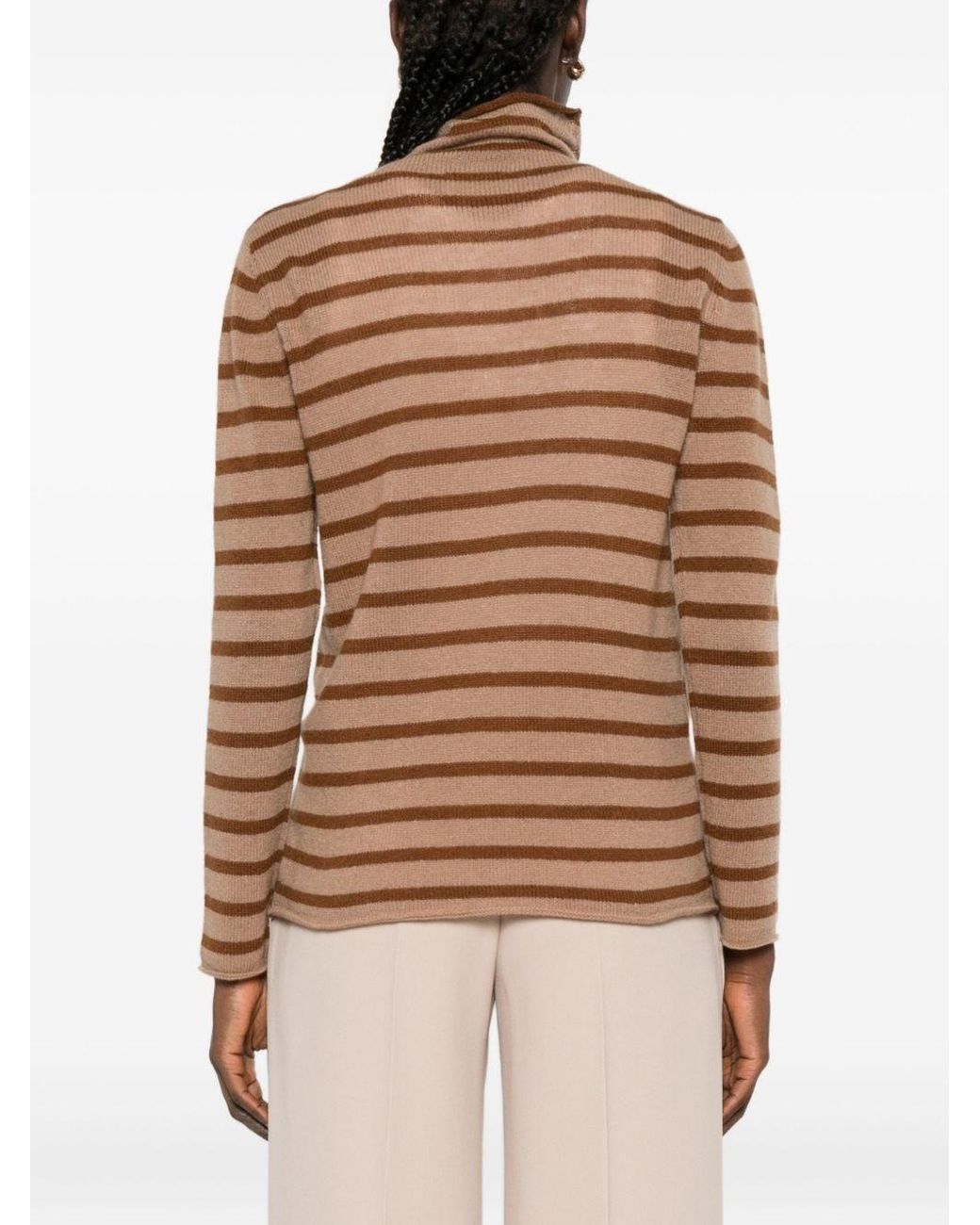 Be You Brown Striped Cashmere Sweater