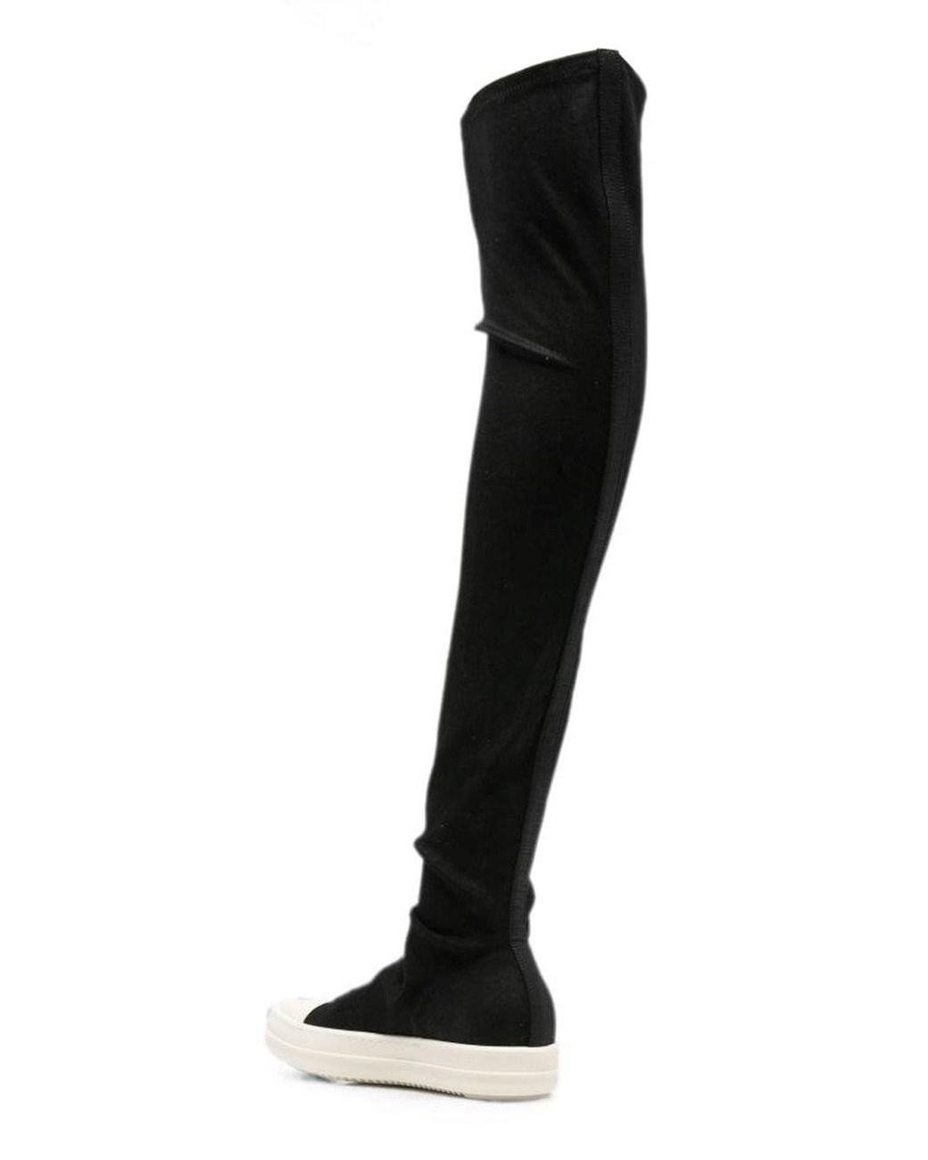 Rick Owens Black Over-The-Knee Denim Boots