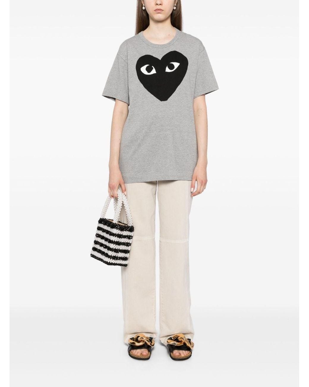 COMME DES GARÇONS PLAY Gray Cotton T-Shirt for men