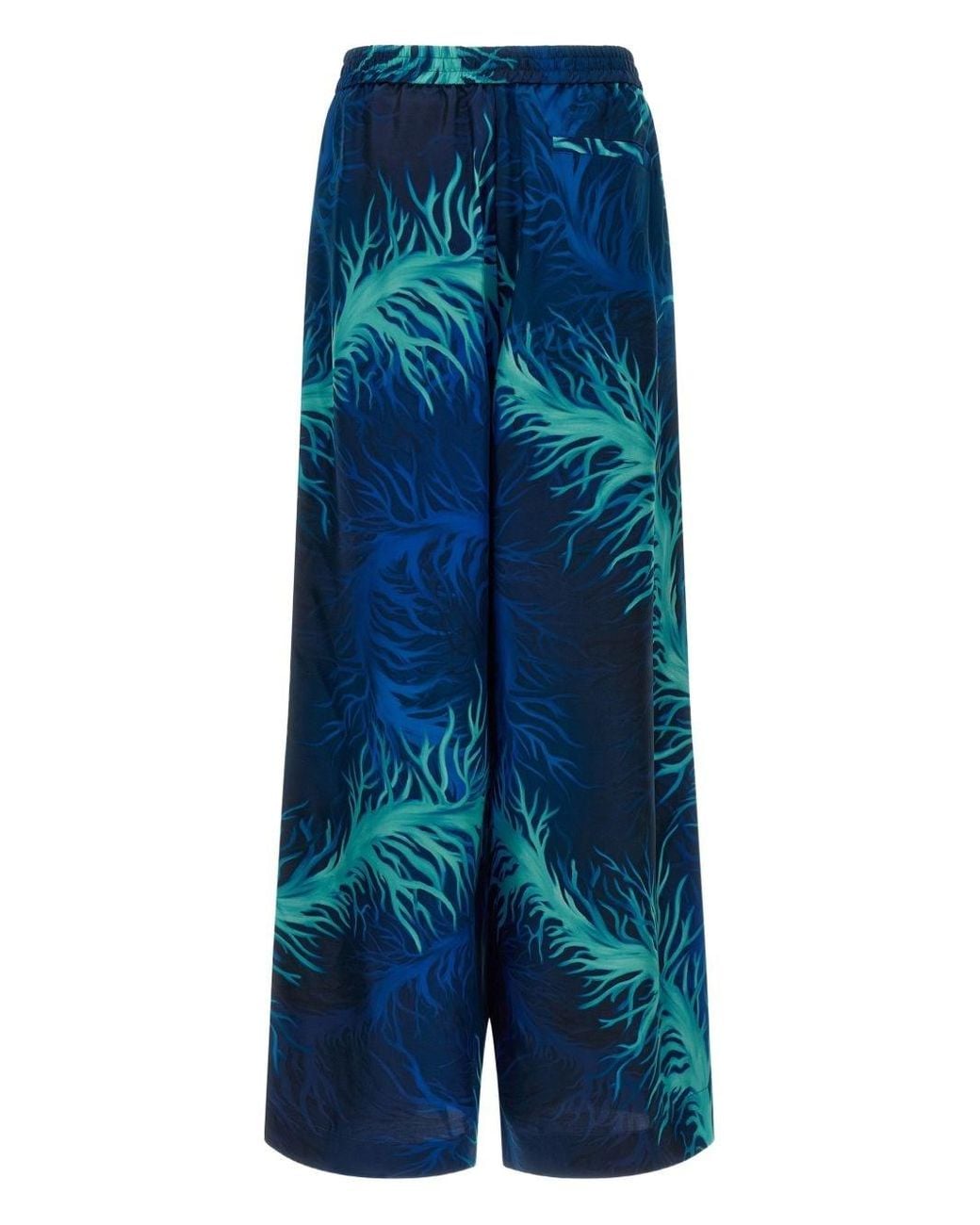 F.R.S For Restless Sleepers Blue Printed Silk Trousers