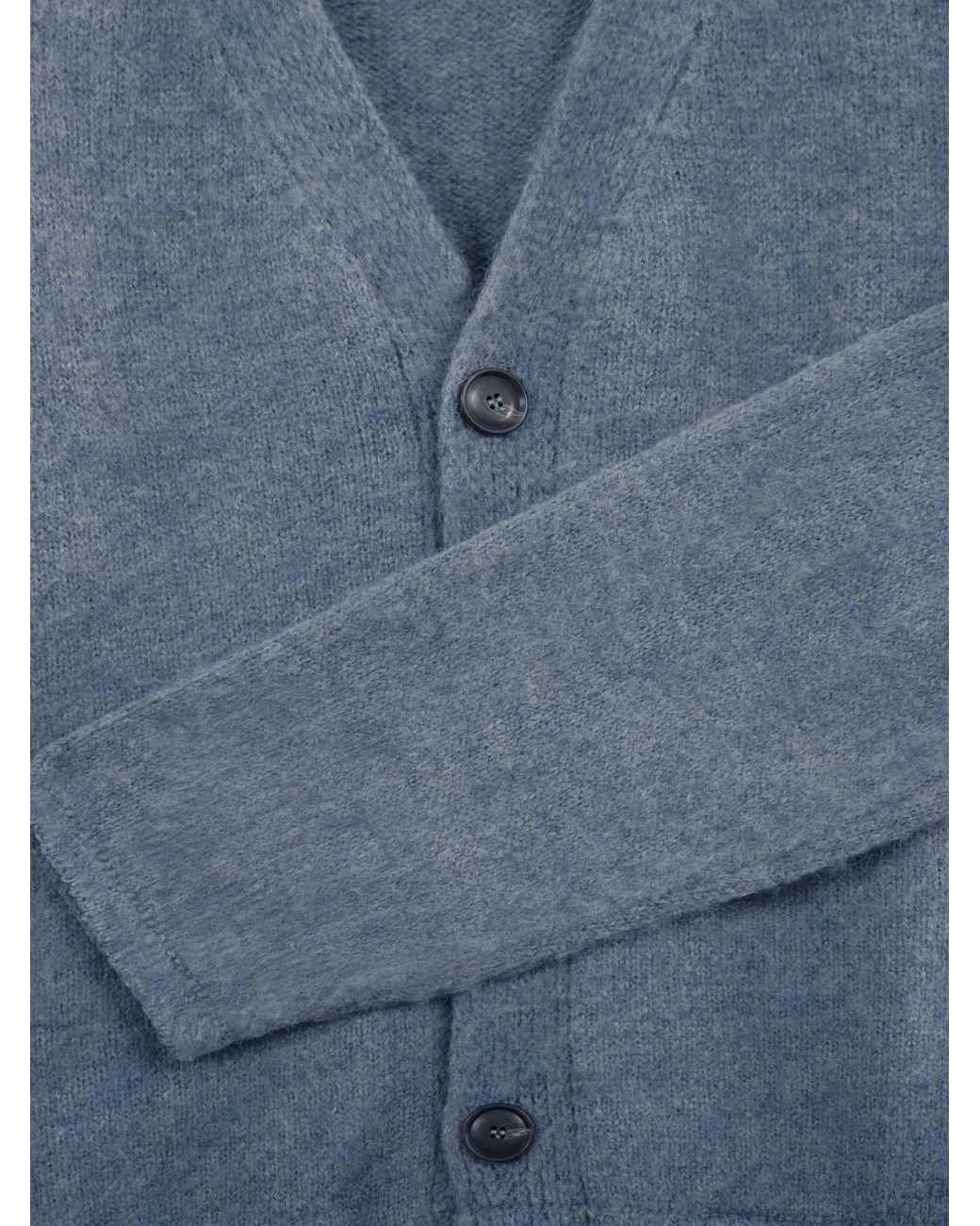Diana Studio Blue Alpaca Blend Cardigan With Raw Cut Edges for men