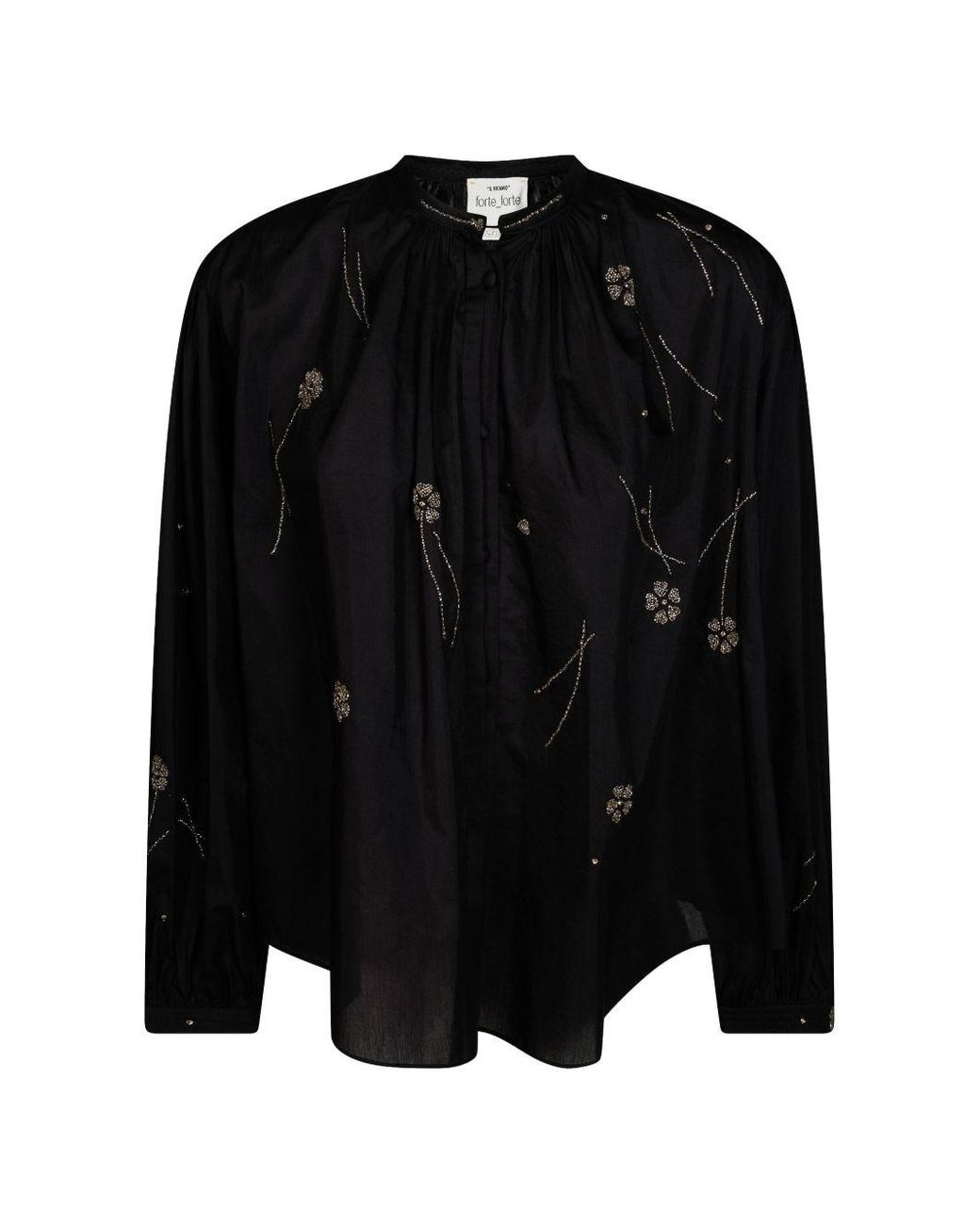 Forte_forte Black Embroidered Cotton Blouse