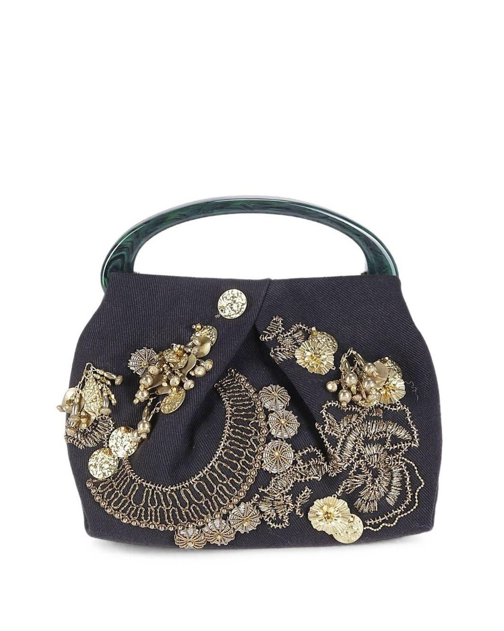 Dries Van Noten Black Crispino Embroidered Handbag