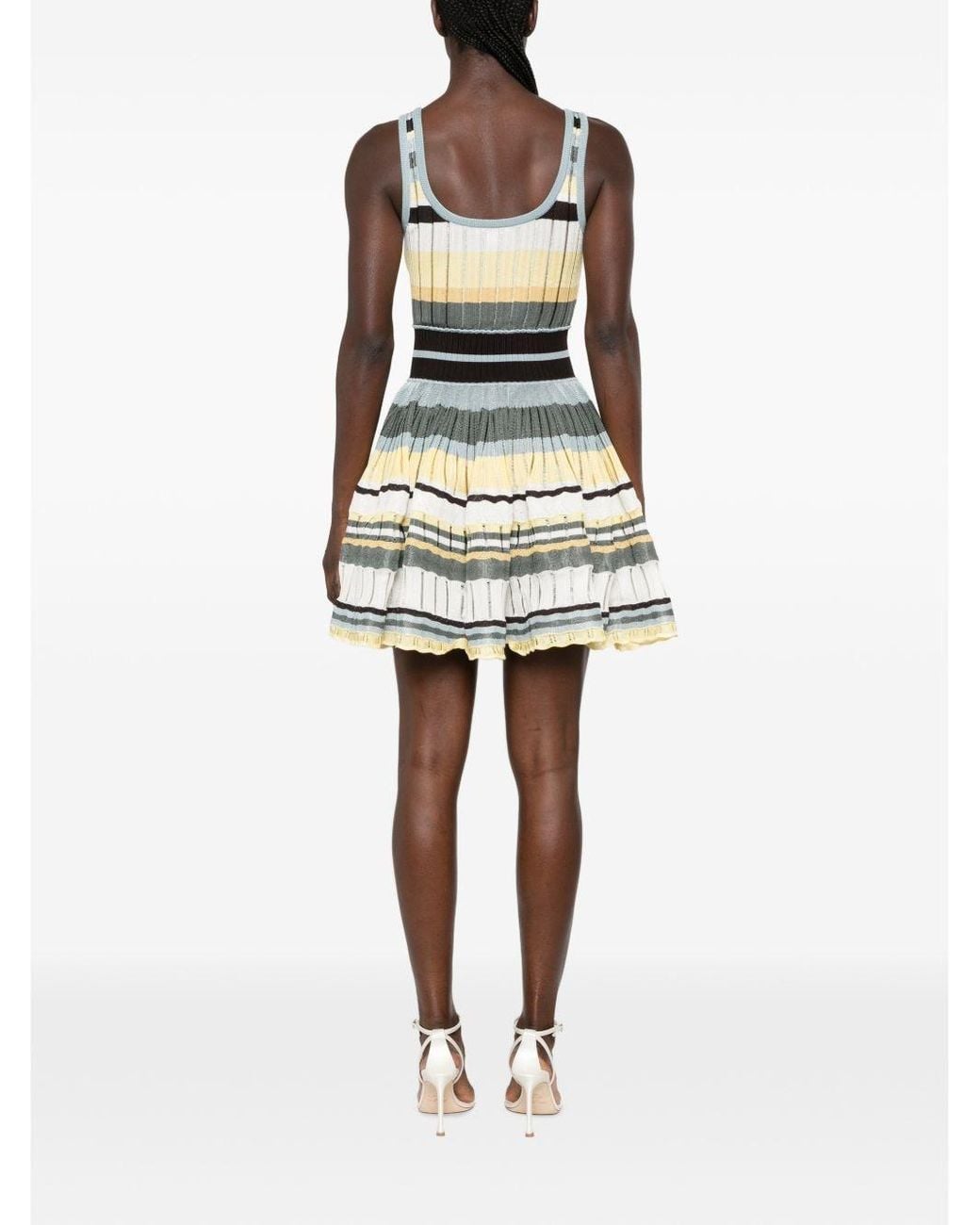 Alaïa White Striped Mini Dress