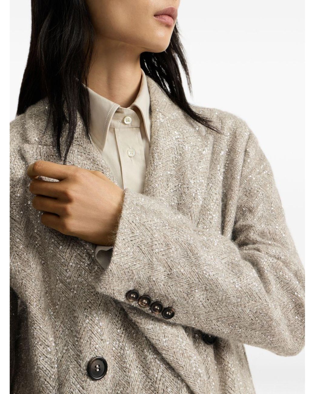 Brunello Cucinelli White Double-Breasted Jacket