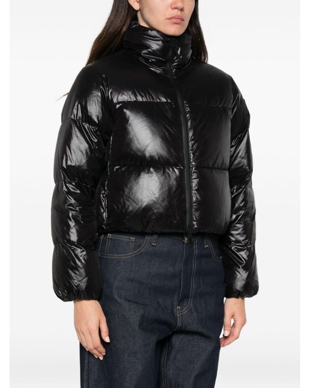 Peuterey Black Lamine Cropped Down Jacket