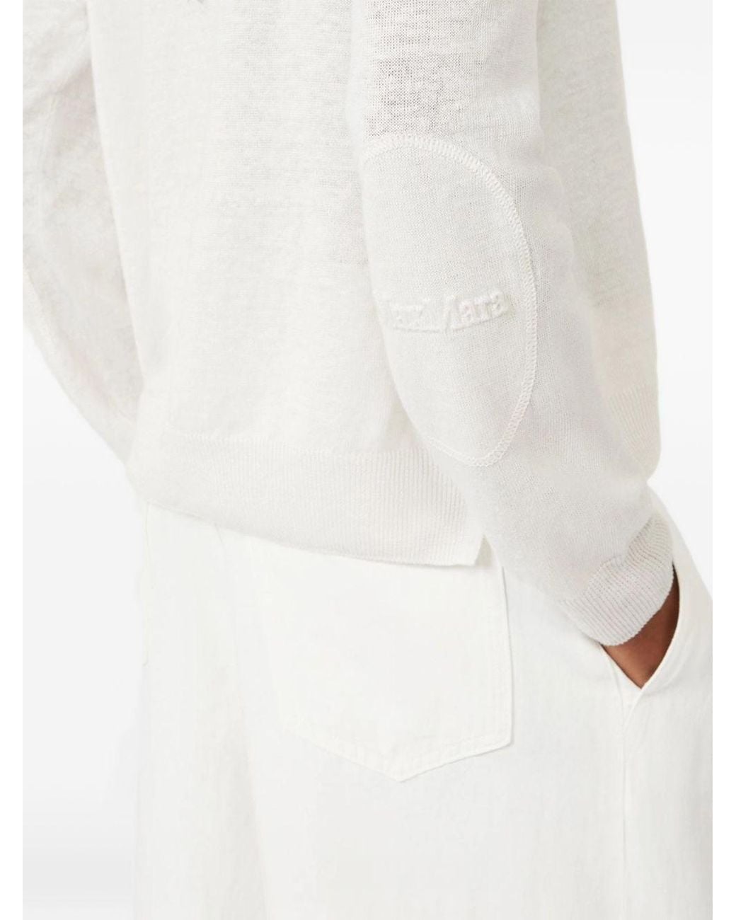 Max Mara White Linen Crewneck Sweater