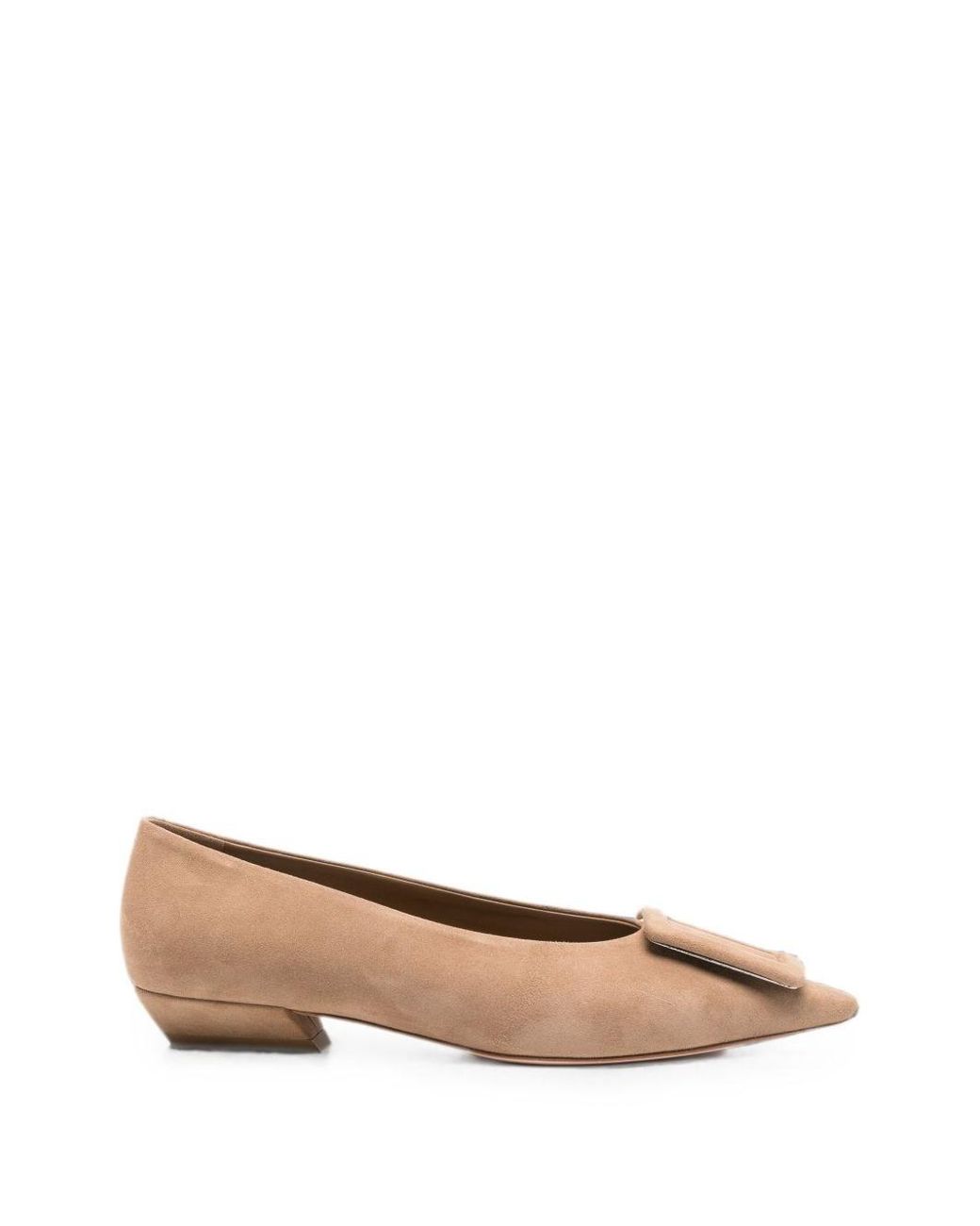 Roger Vivier Natural Pointy Covered Leather Ballets