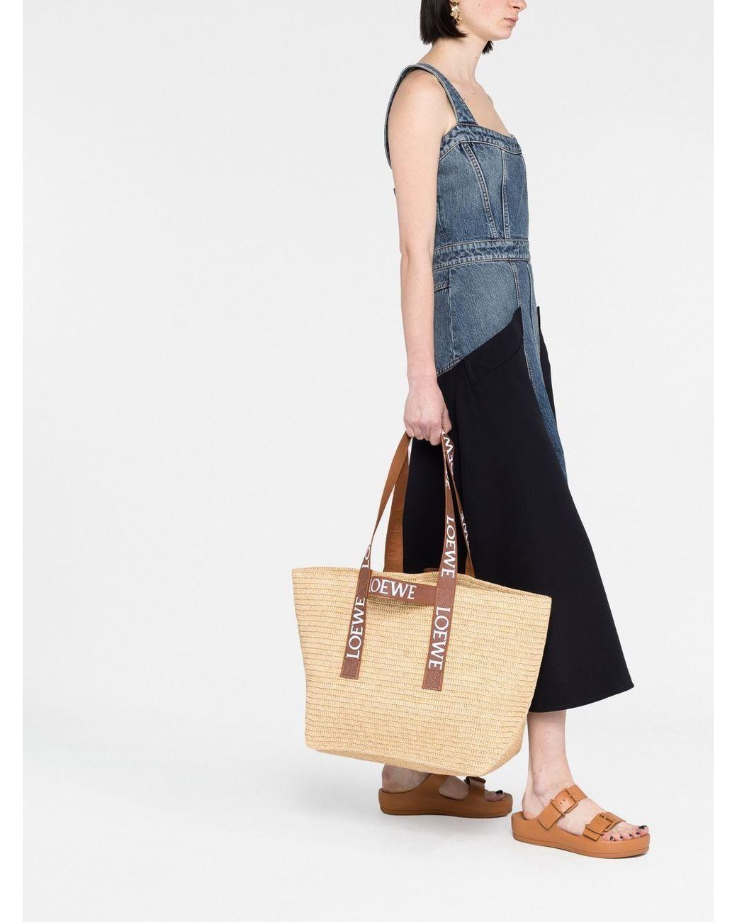 Loewe Fold Shopper Raffia Tote Bag in Natural | Lyst