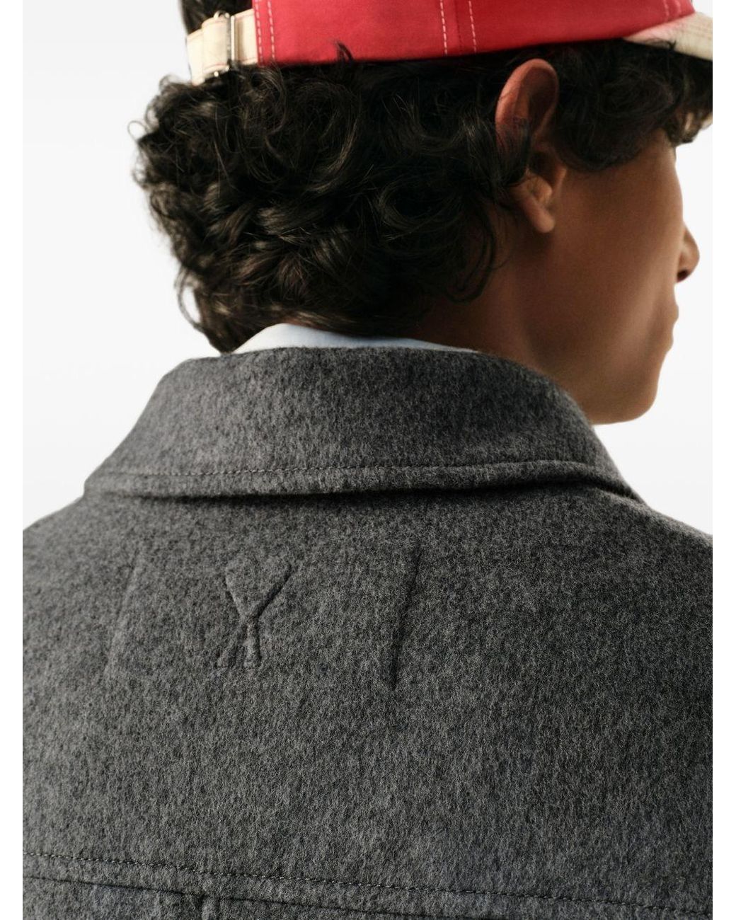 AMI Gray Wool Overshirt for men