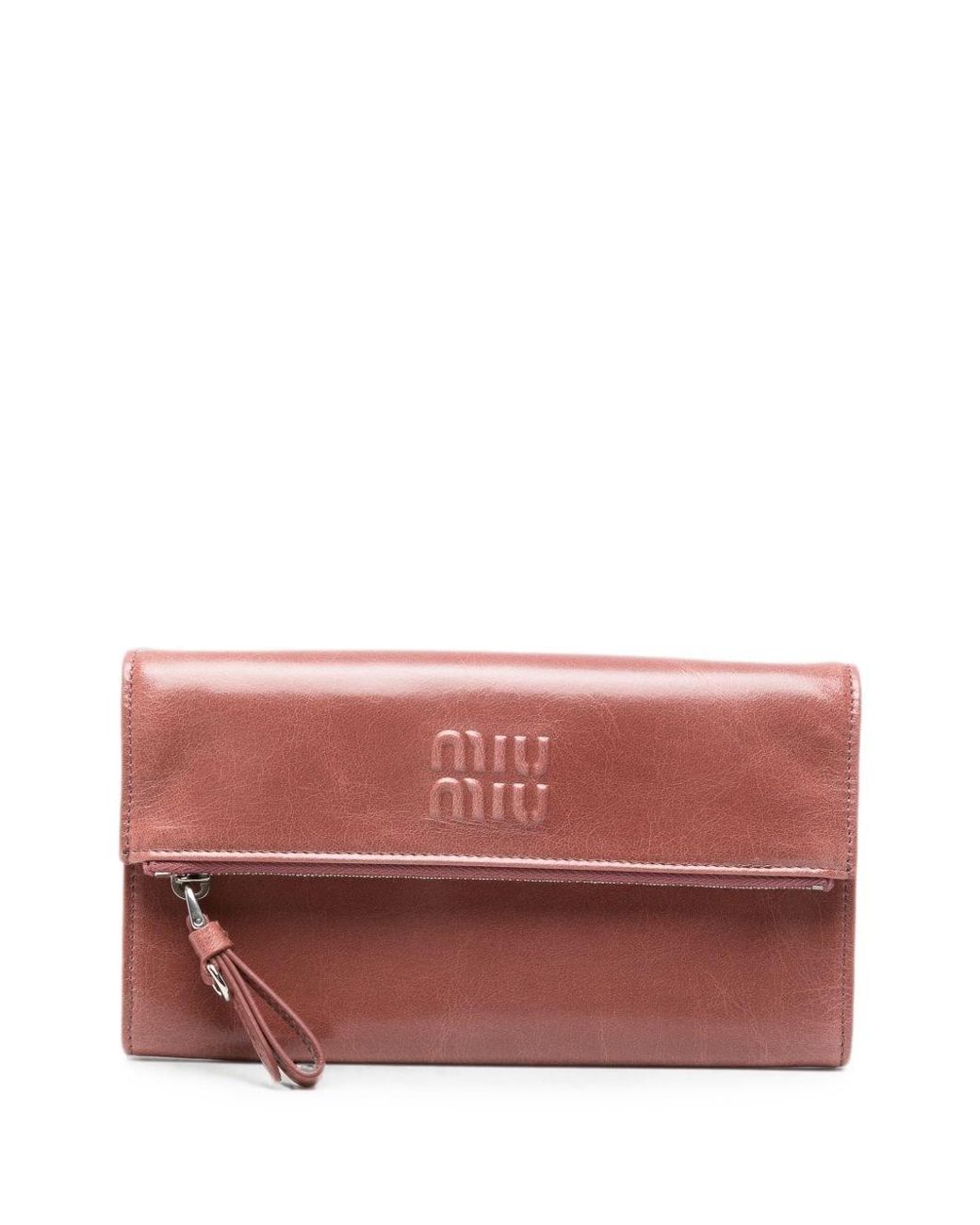 Miu Miu Red Leather Wallet On Chain