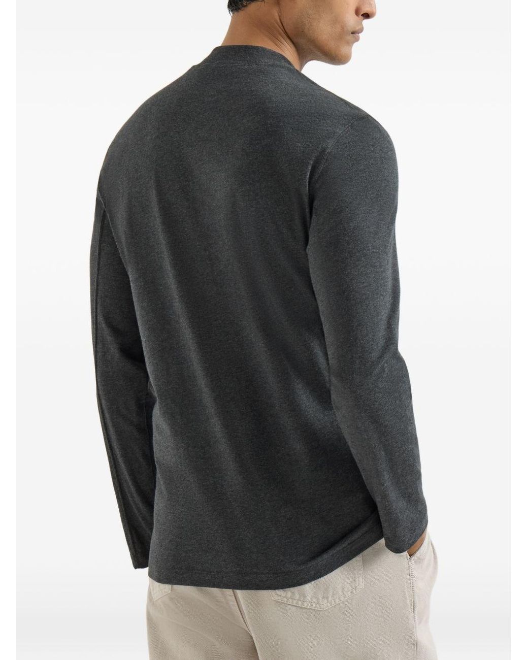 Brunello Cucinelli Gray Cotton Jersey T-Shirt for men