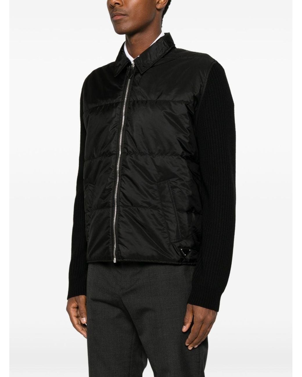 Prada Black Wool And Re-Nylon Cardigan for men