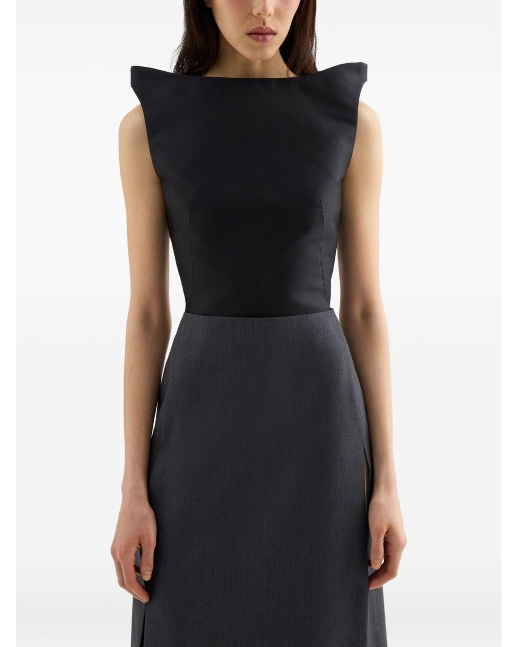 Jil Sander Blue Silk And Wool Cropped Top
