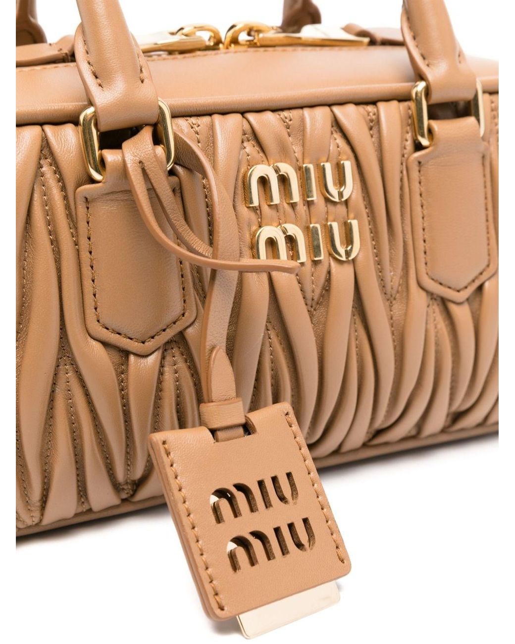 Miu Miu Natural Arcadie Leather Handbag