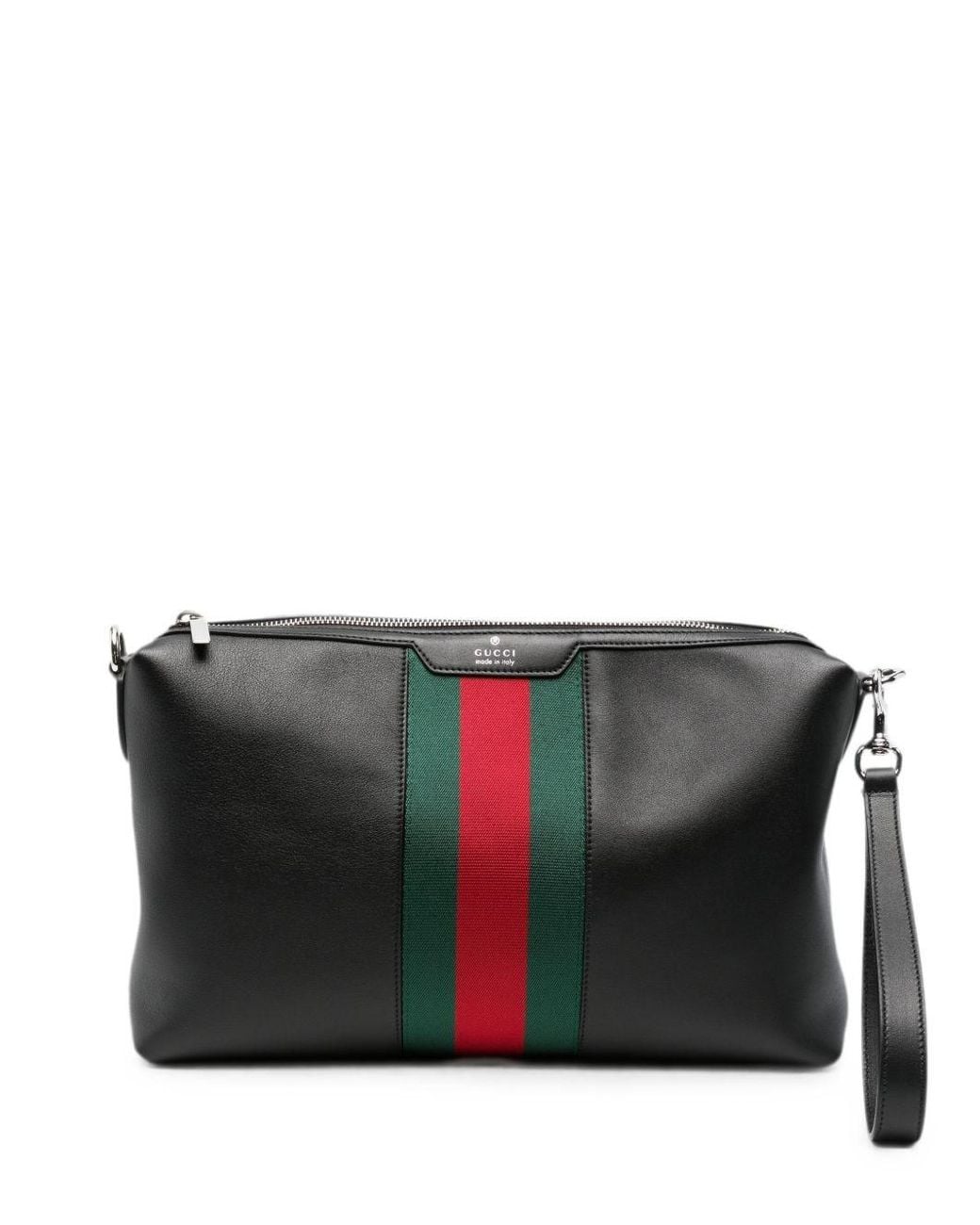 Gucci Black Web Detail Leather Crossbody Bag for men