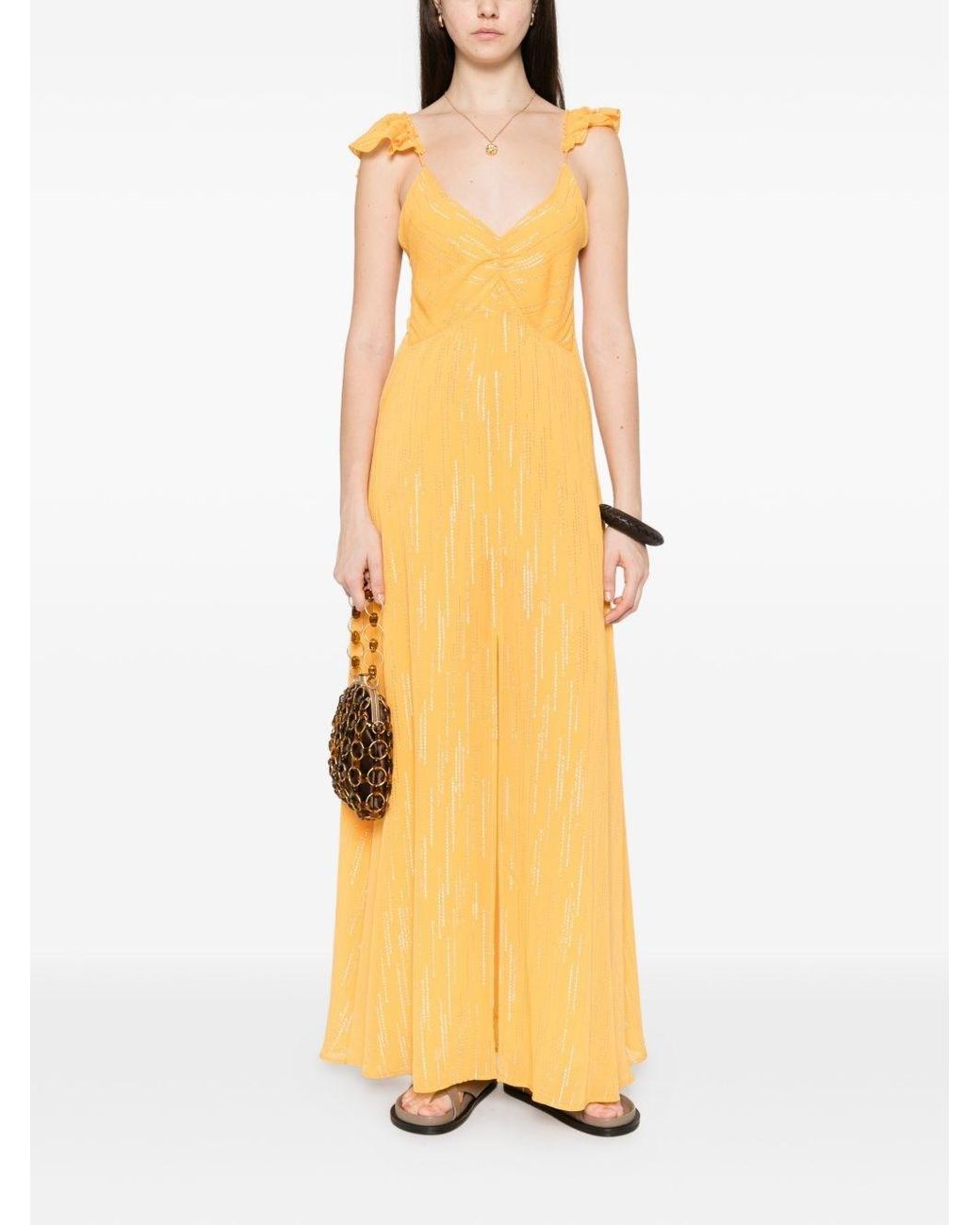 Forte_forte Metallic V-Necked Long Dress