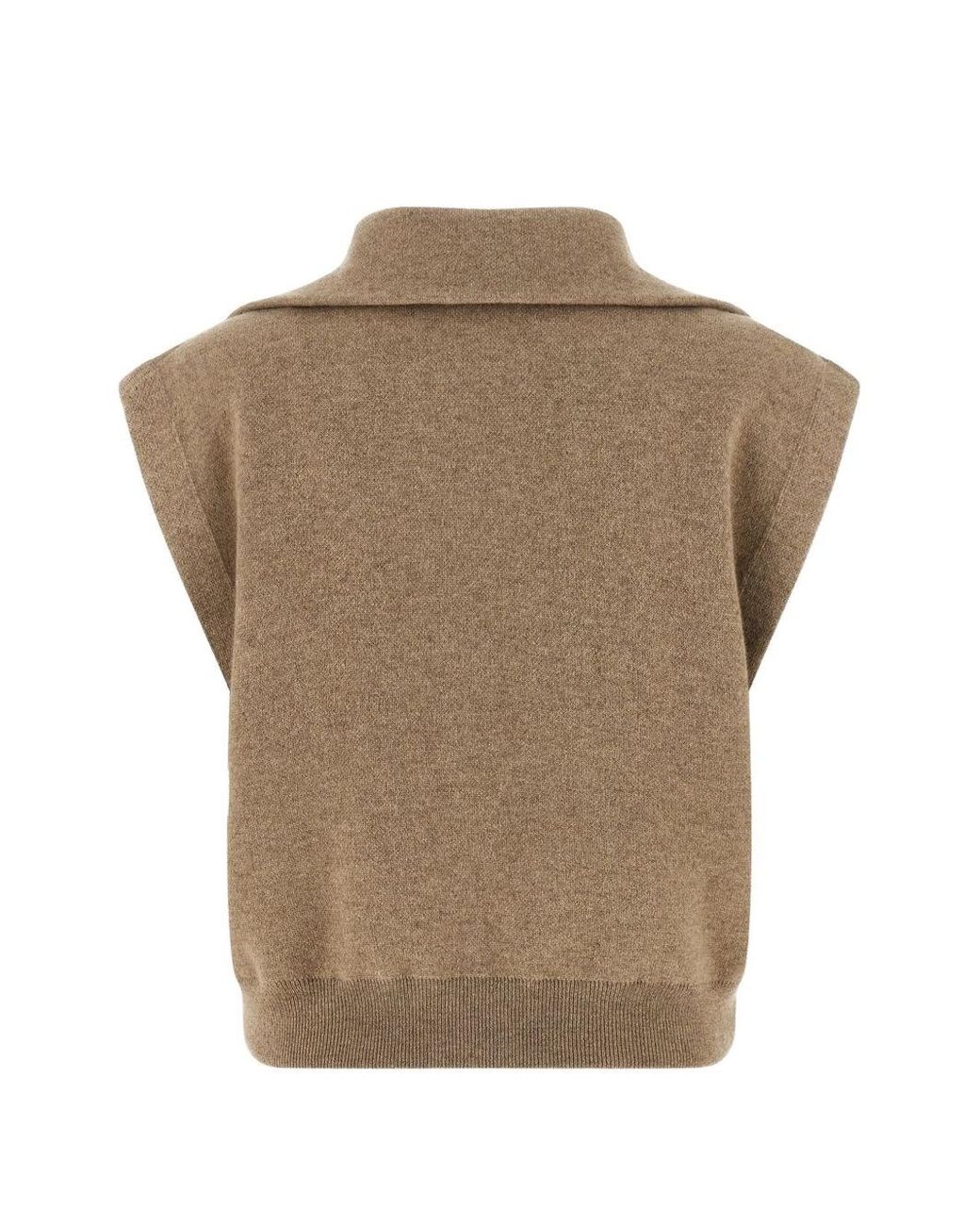Brunello Cucinelli Brown Knitted Shirt Collar Sweater