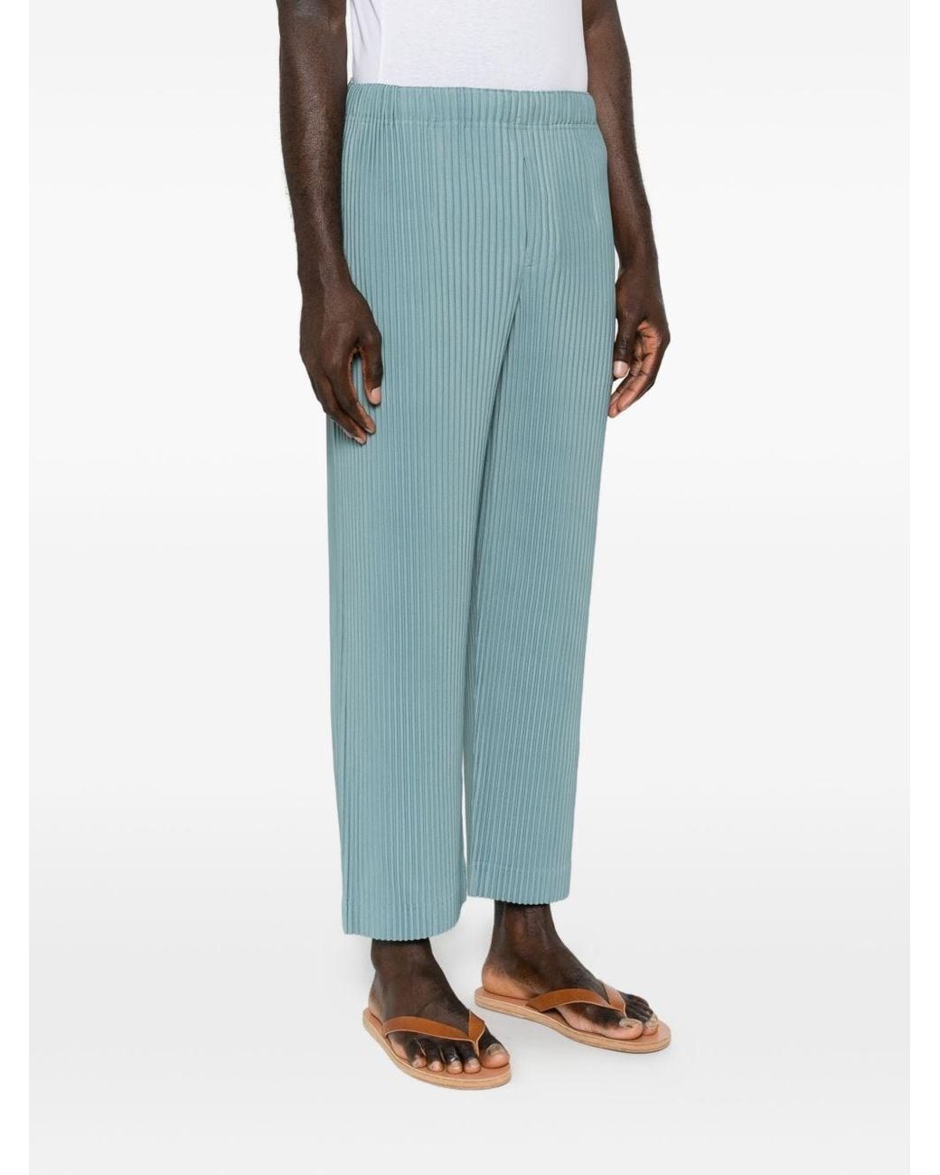 Homme Plissé Issey Miyake Blue Pleated Trousers for men