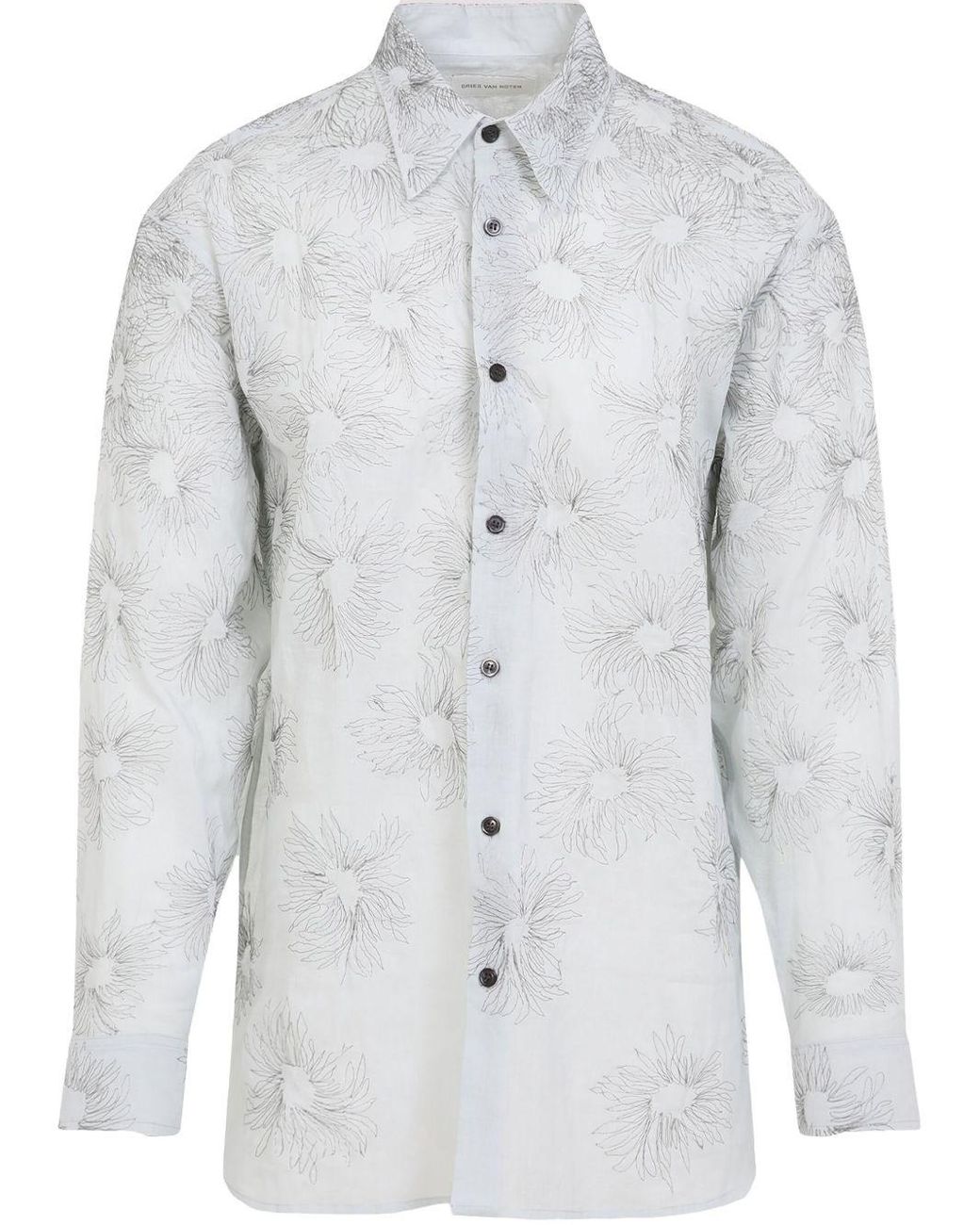 Dries Van Noten Gray Light Cotton Shirt for men