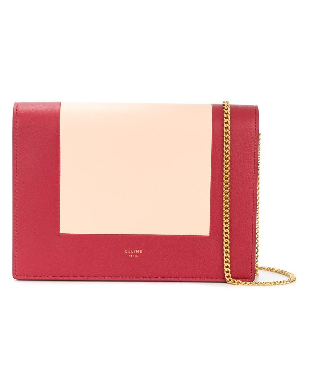Celine Frame Bicolor Leather Clutch in Red Lyst