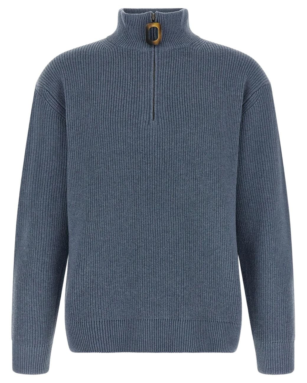 J.W. Anderson Blue Wool-Cotton Crewneck Sweater for men
