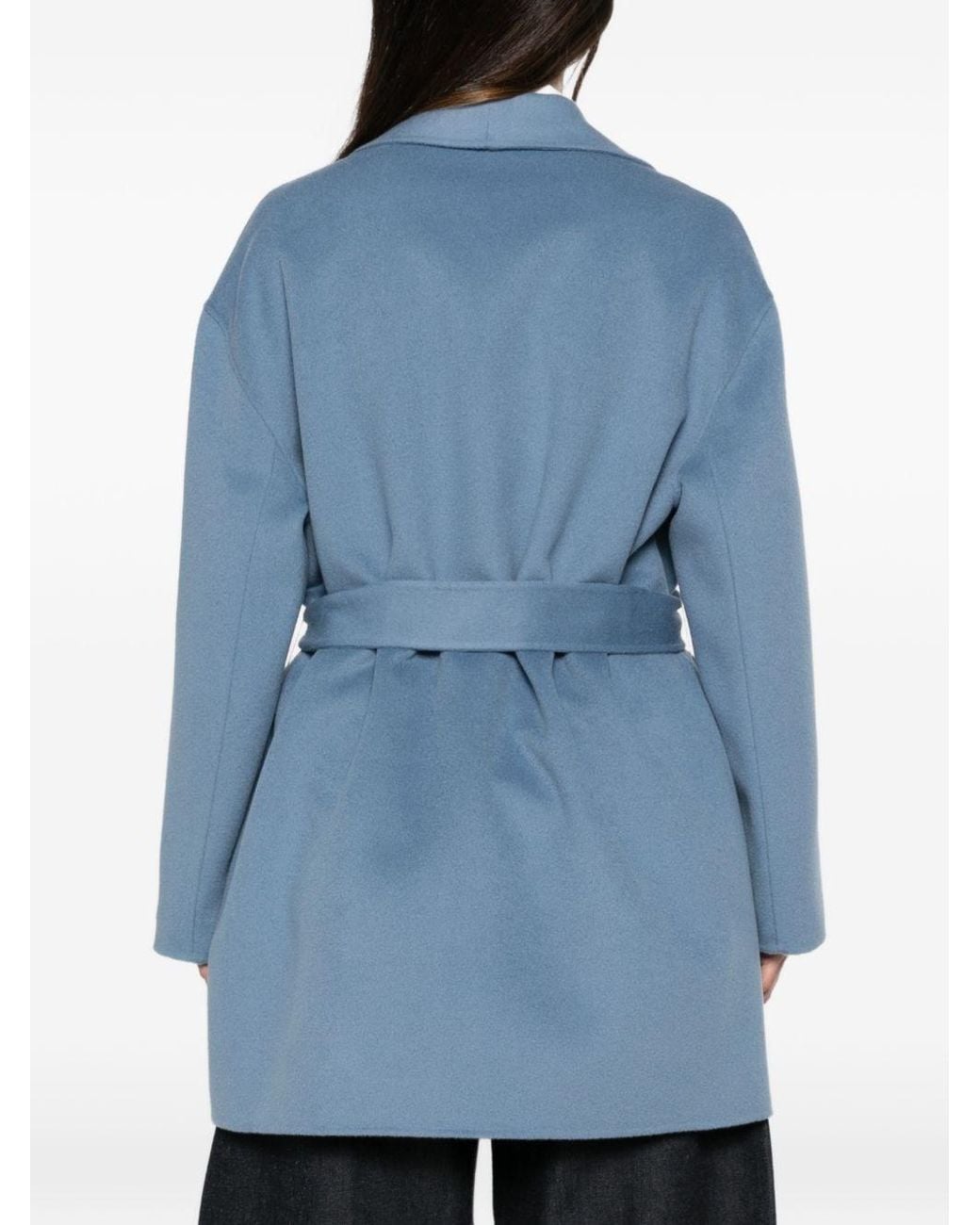Emporio Armani Blue Wool And Cashmere Coat