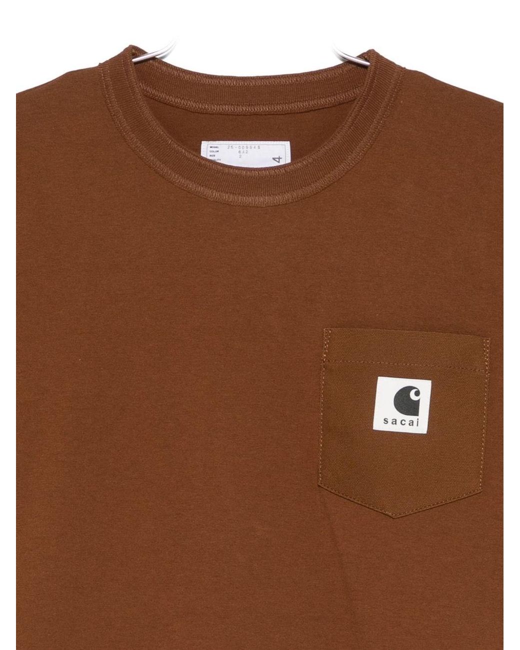 SACAI X CARHARTT WIP Brown Logo Cotton T-Shirt for men