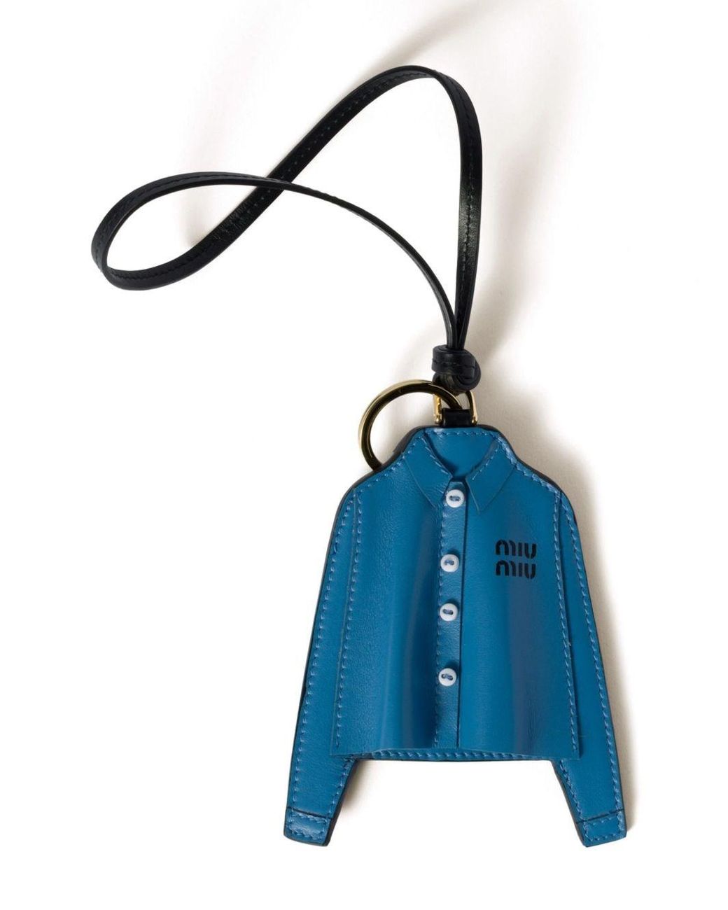 Miu Miu Blue Shirt Leather Trick