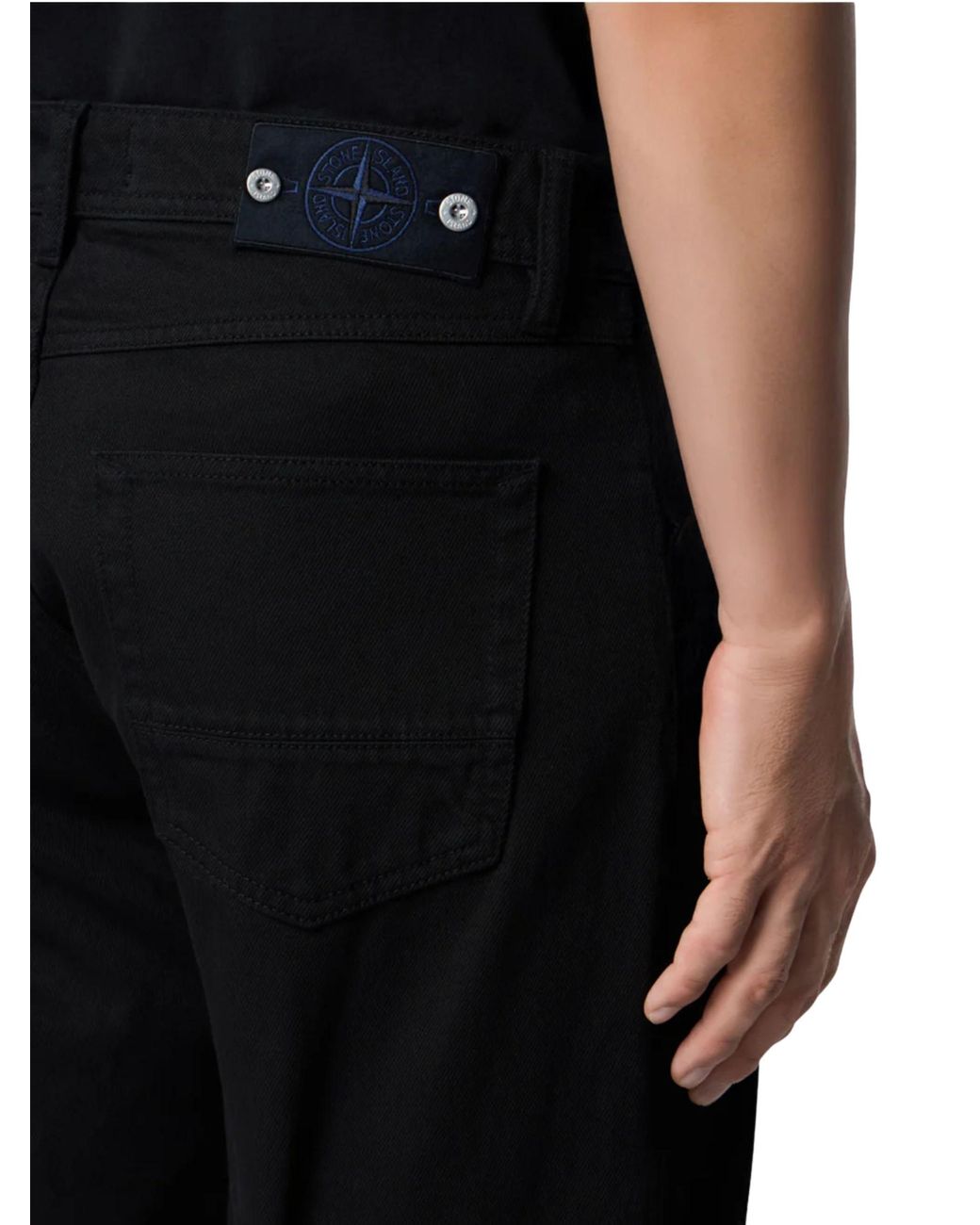 Stone Island Black Bull Denim-Tc Pants for men