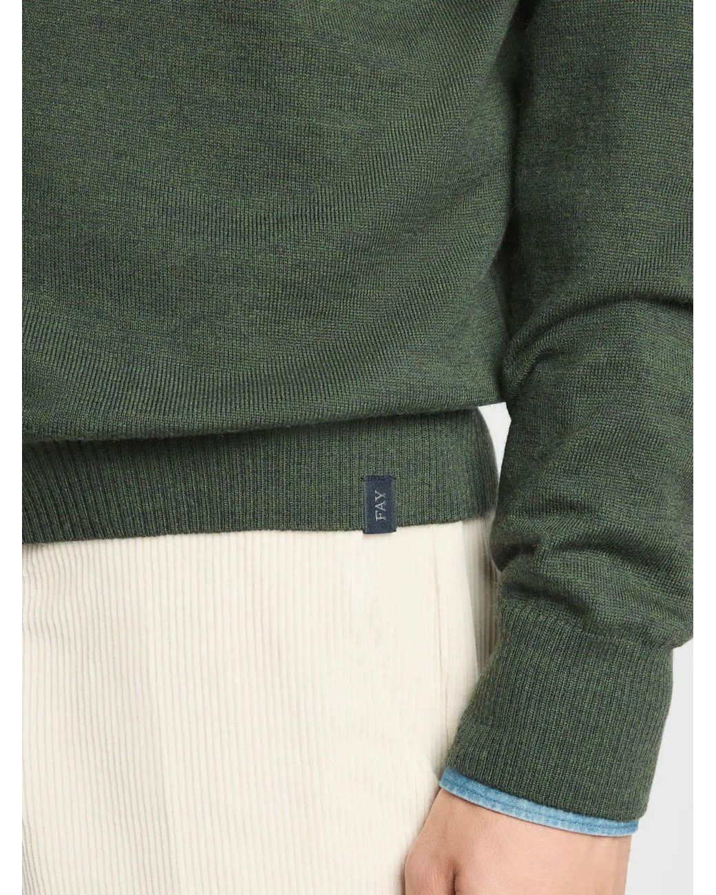 Fay Green Wool Sweater for men