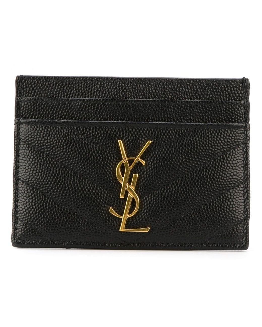 Saint Laurent Black Cassandre Leather Card Case
