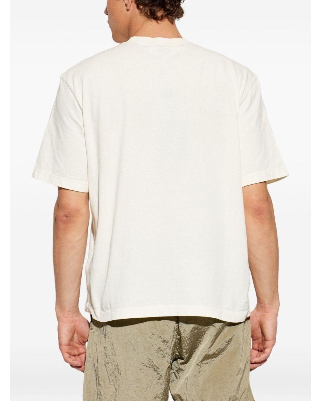 Stone Island White Logo Cotton T-Shirt for men