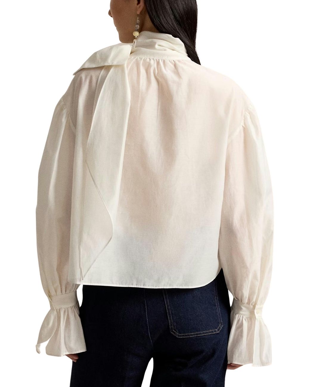 Polo Ralph Lauren White Tie-Bow Organdy Shirt