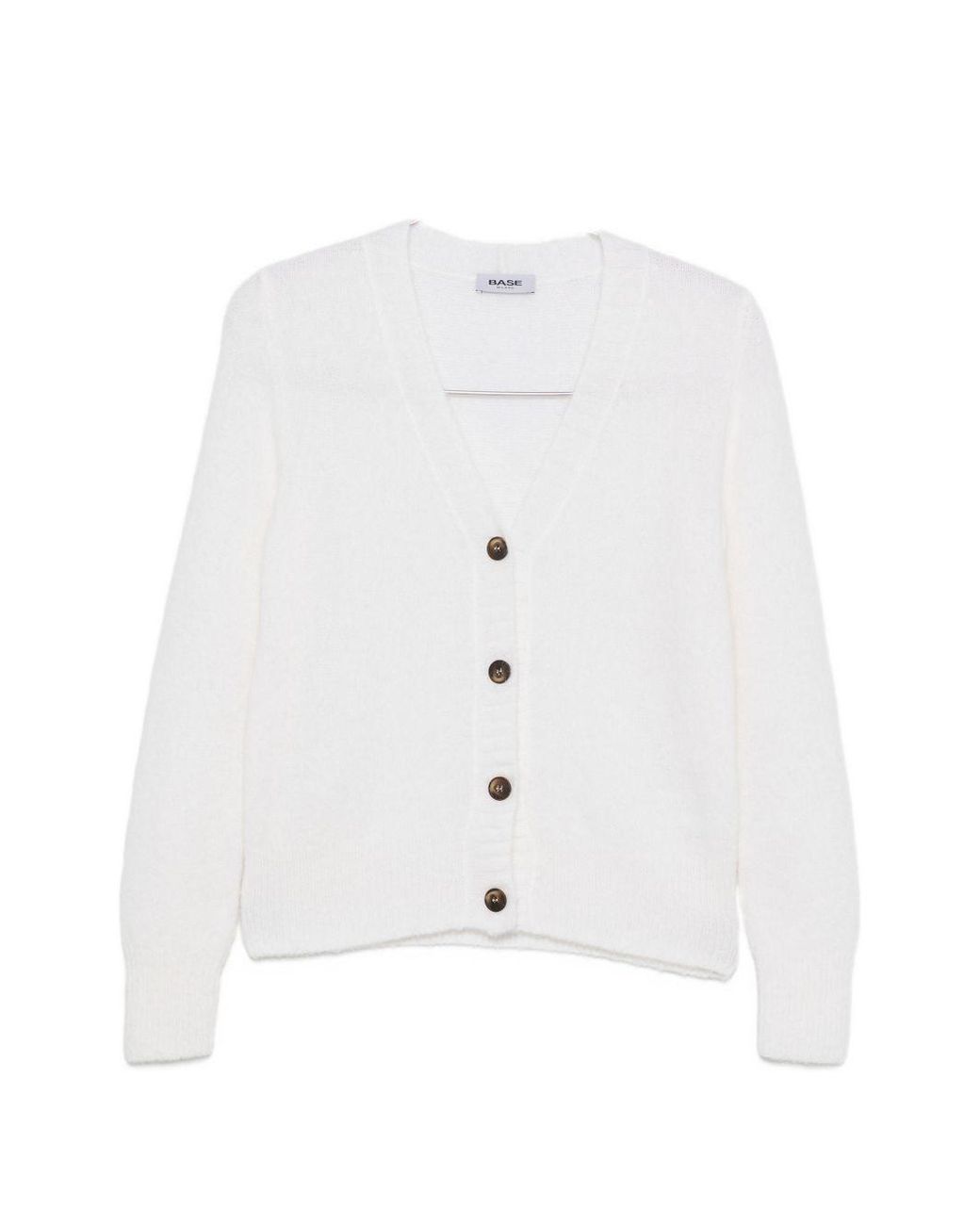 Base London White Wool V-Necked Cardigan