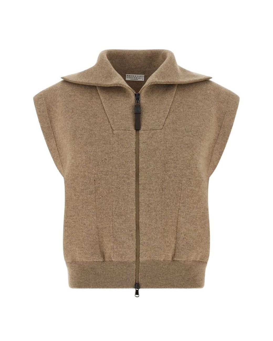 Brunello Cucinelli Brown Knitted Shirt Collar Sweater