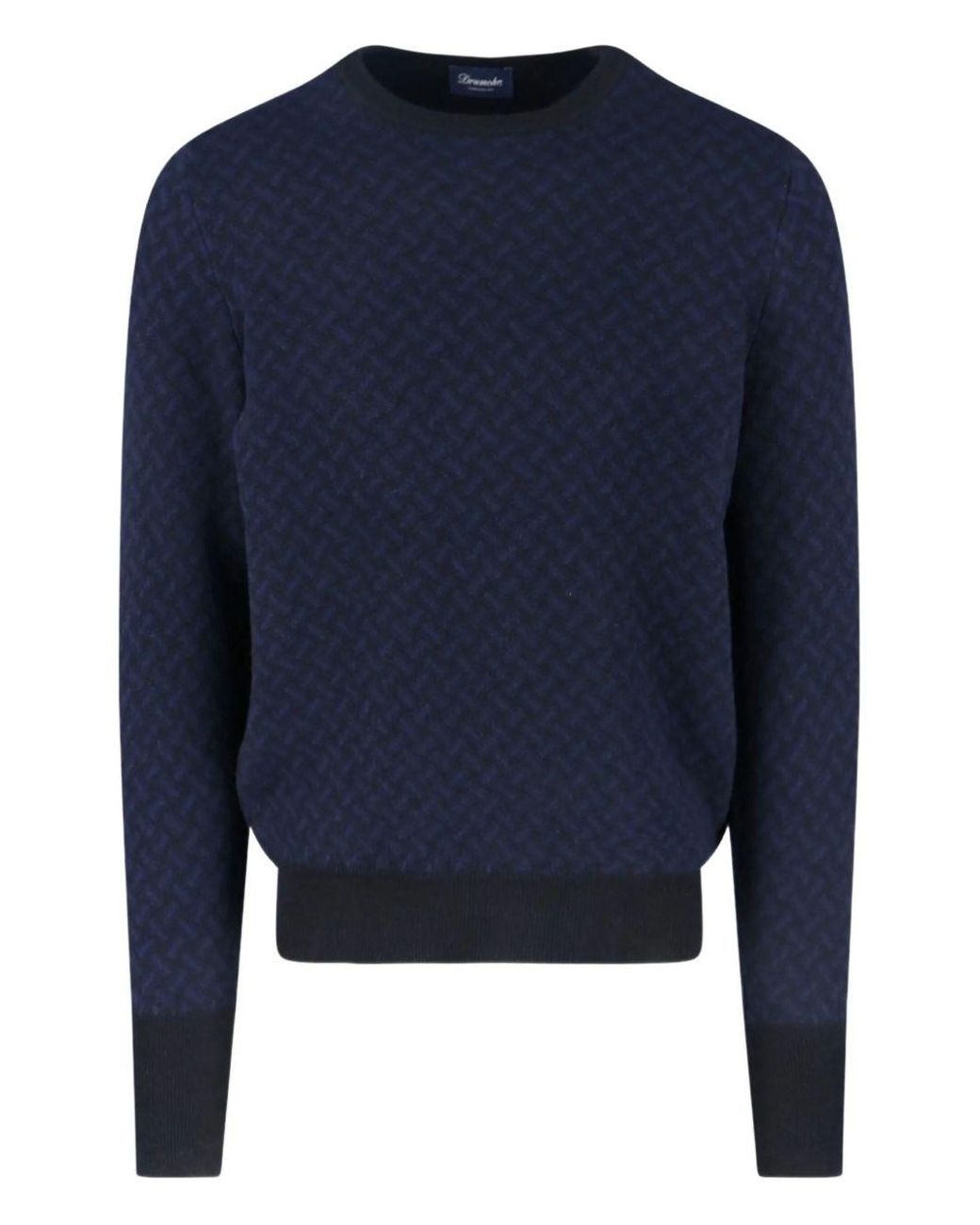 Drumohr Blue Biscottino Crew Neck Sweater for men