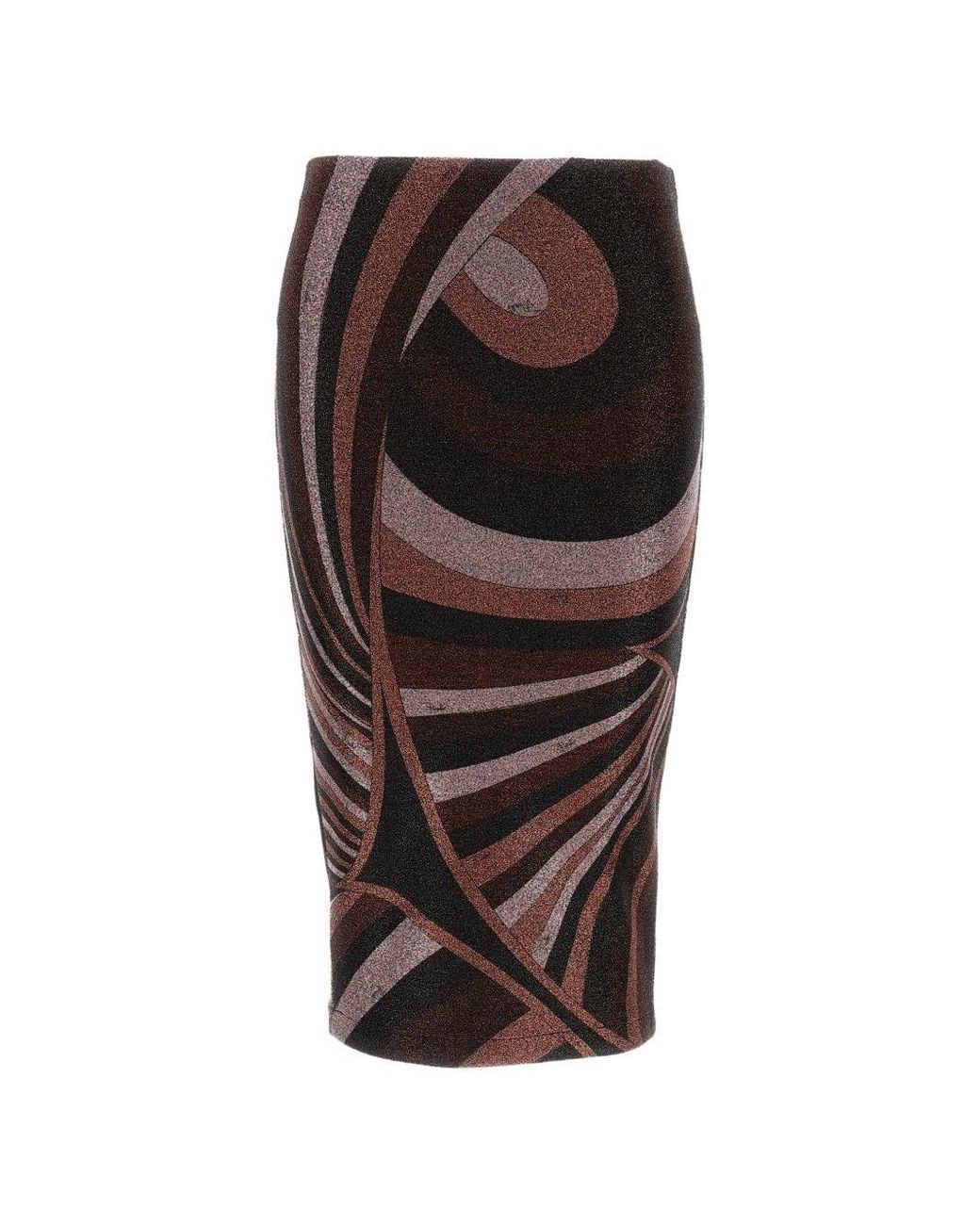 Emilio Pucci Brown Printed Midi Skirt