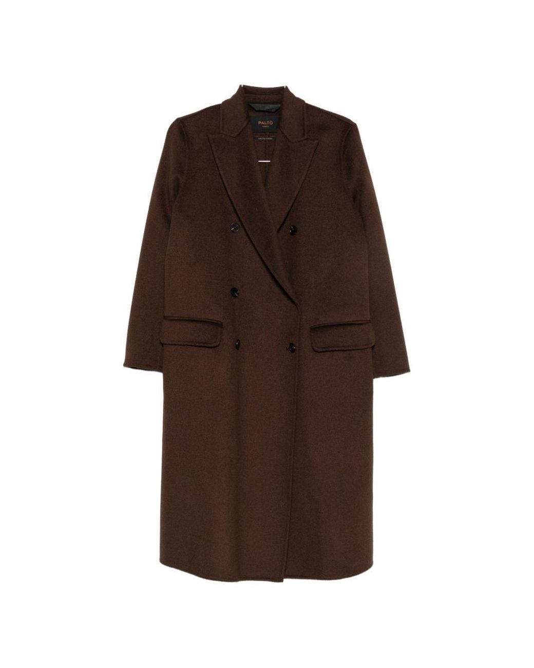 Paltò Brown Arianna Wool Double-Breasted Coat