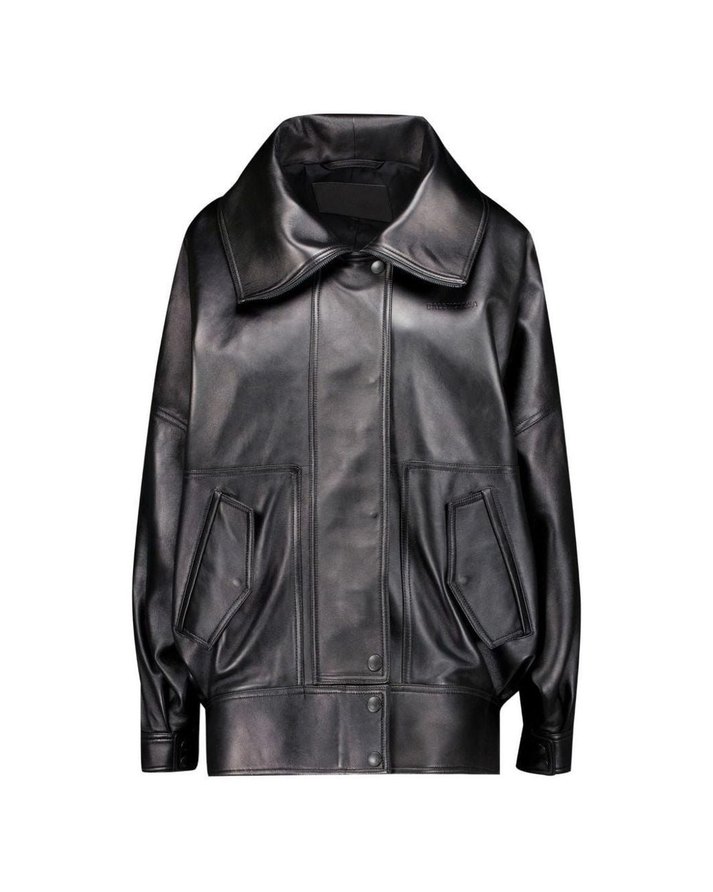 Balenciaga Black Leather Bomber Jacket