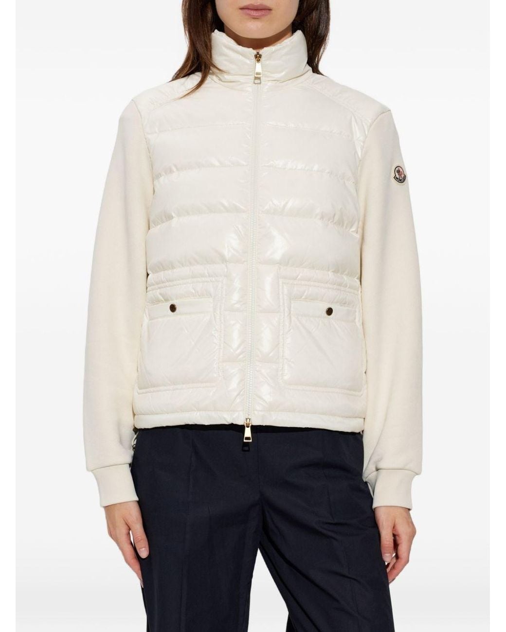 Moncler White Wool And Nylon Padded Cardigan