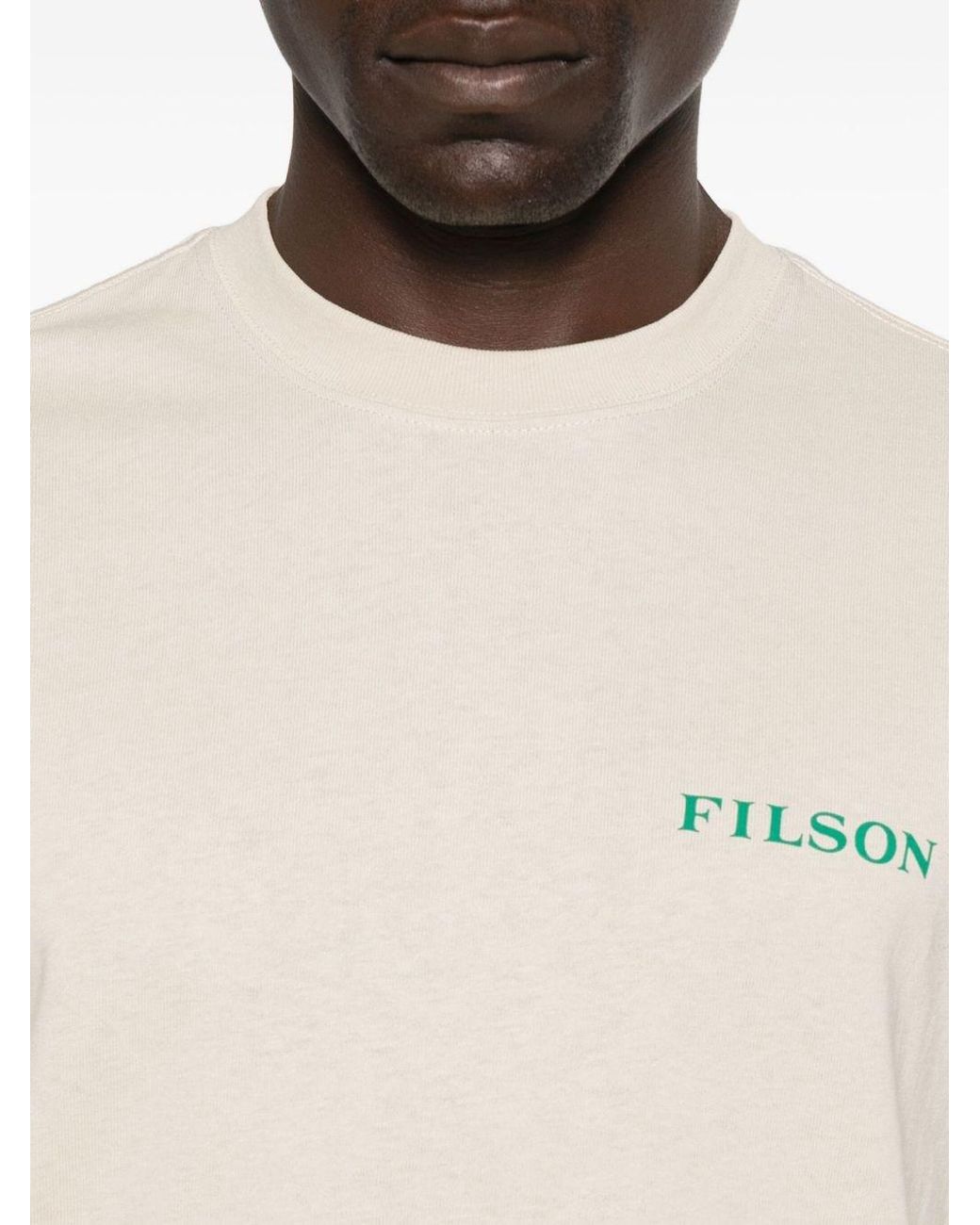 Filson White Printed Cotton T-Shirt for men