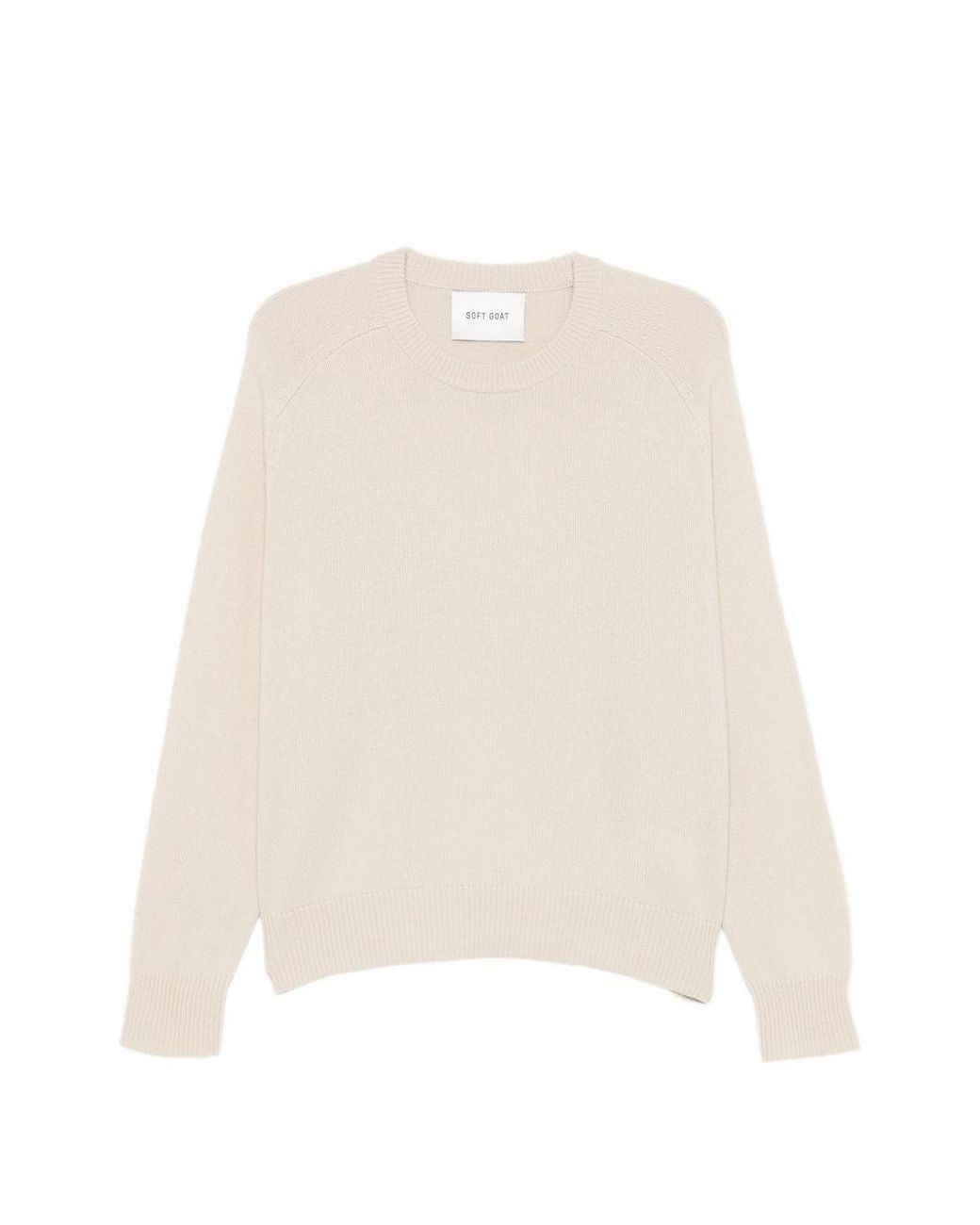Soft Goat White Wool Crewneck Jumper