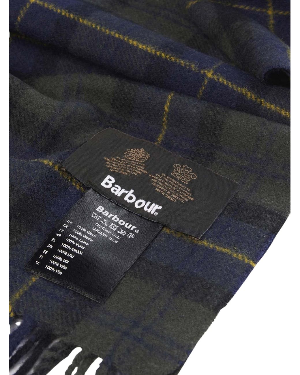 Barbour Blue Tartan Lambswool Scarf for men