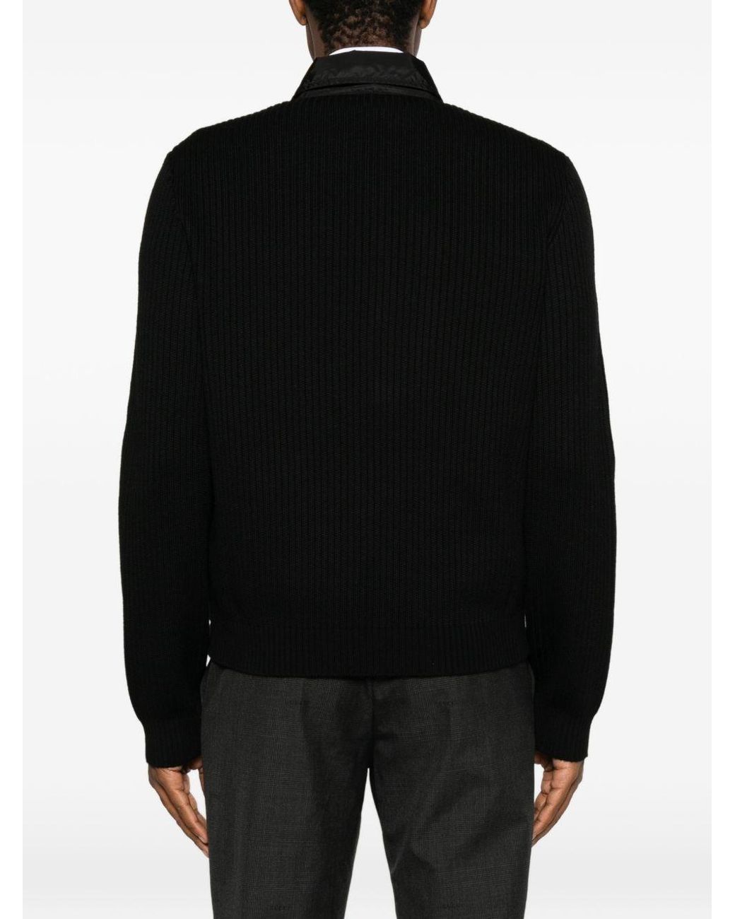 Prada Black Wool And Re-Nylon Cardigan for men