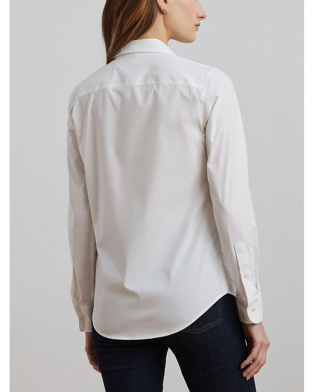 Ralph Lauren White Slim Cut Embroidered Logo Shirt