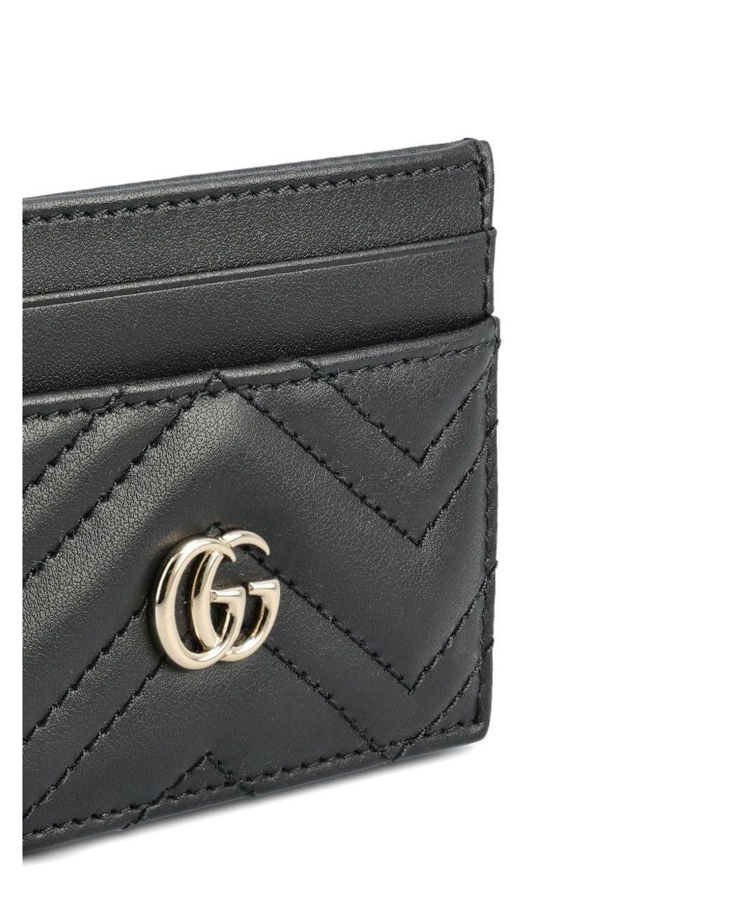 Gucci Black Gg Marmont Leather Card Case